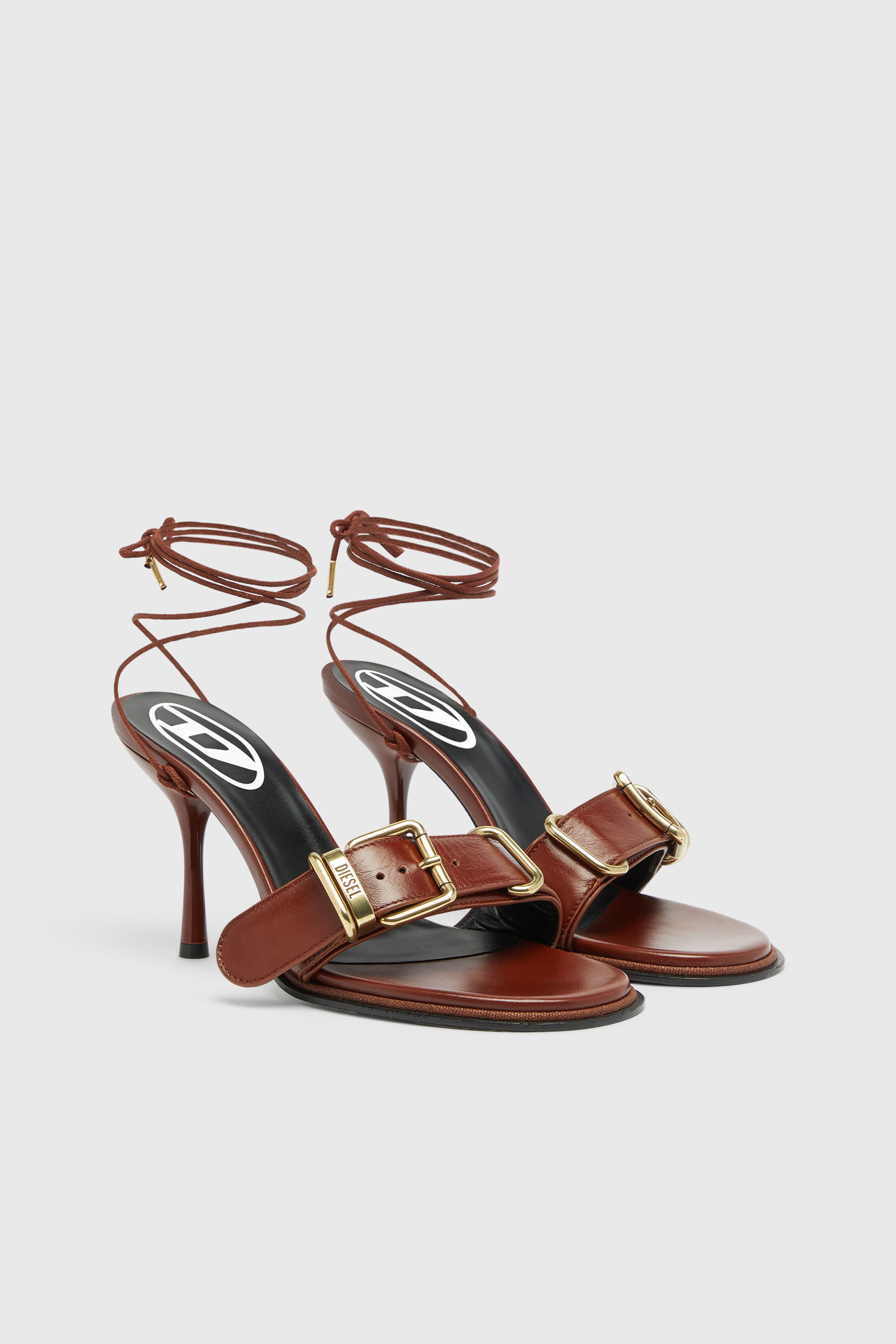 D-Cocco-Ankle-wrap sandals in leather