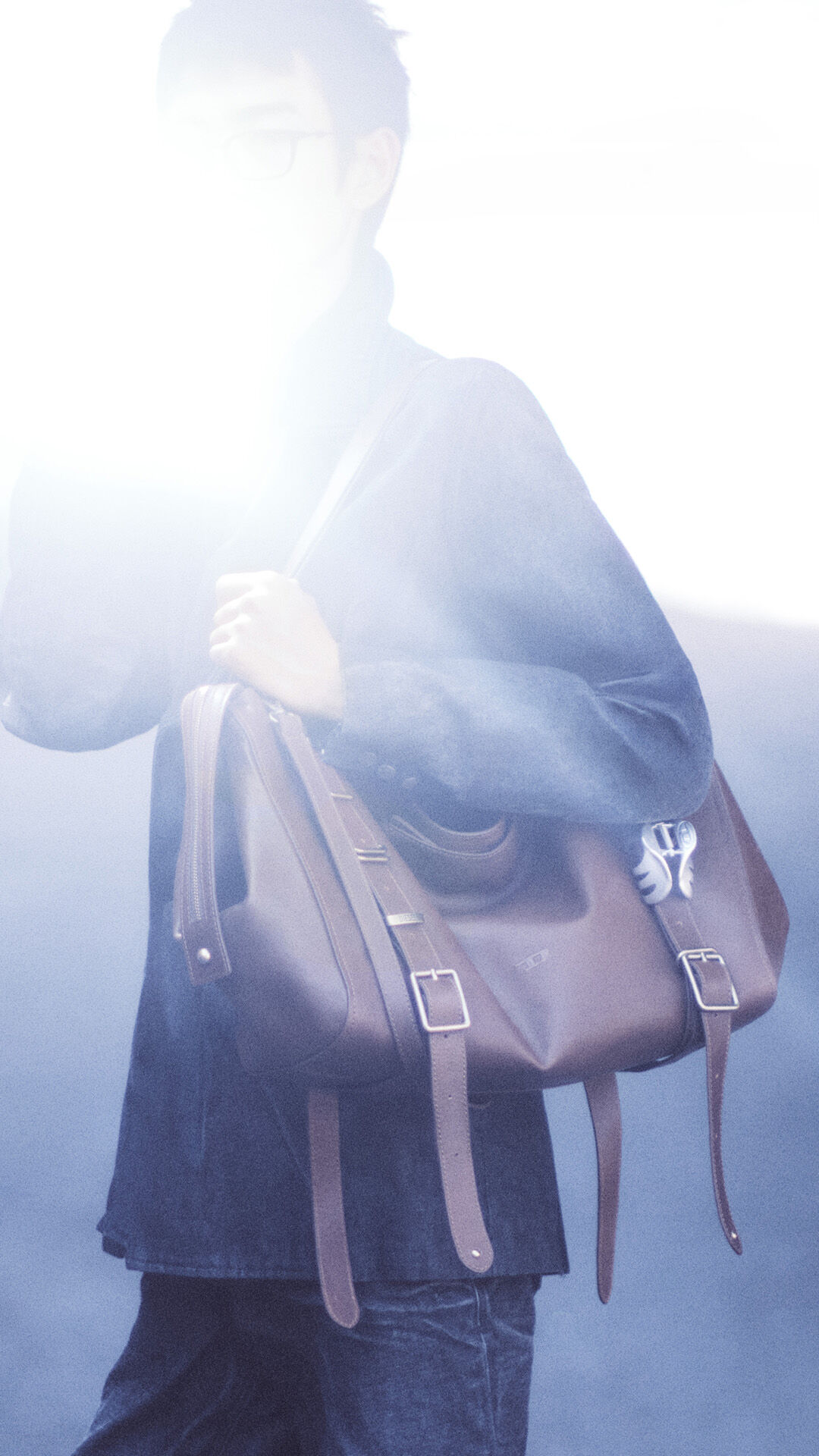 D-One-Medium top-handle bag in treated leather