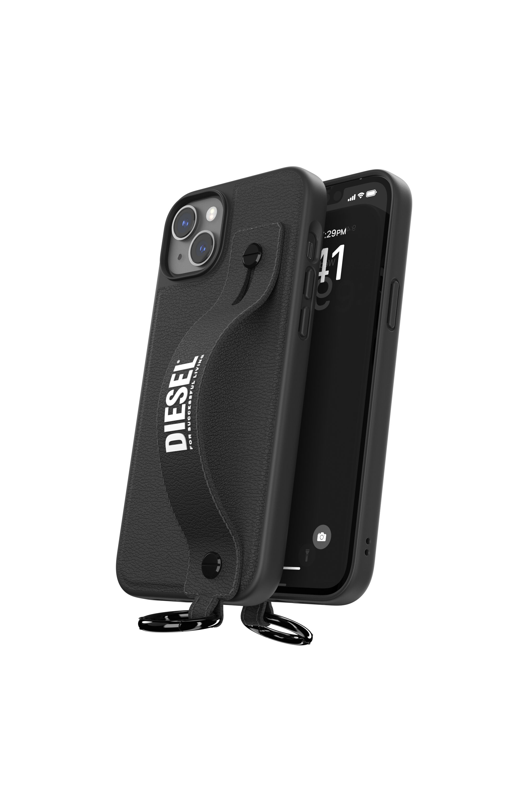 Diesel - 50285 MOULDED CASE, Unisex Leather handstrap case for iPhone 14 Plus in Black - Image 3