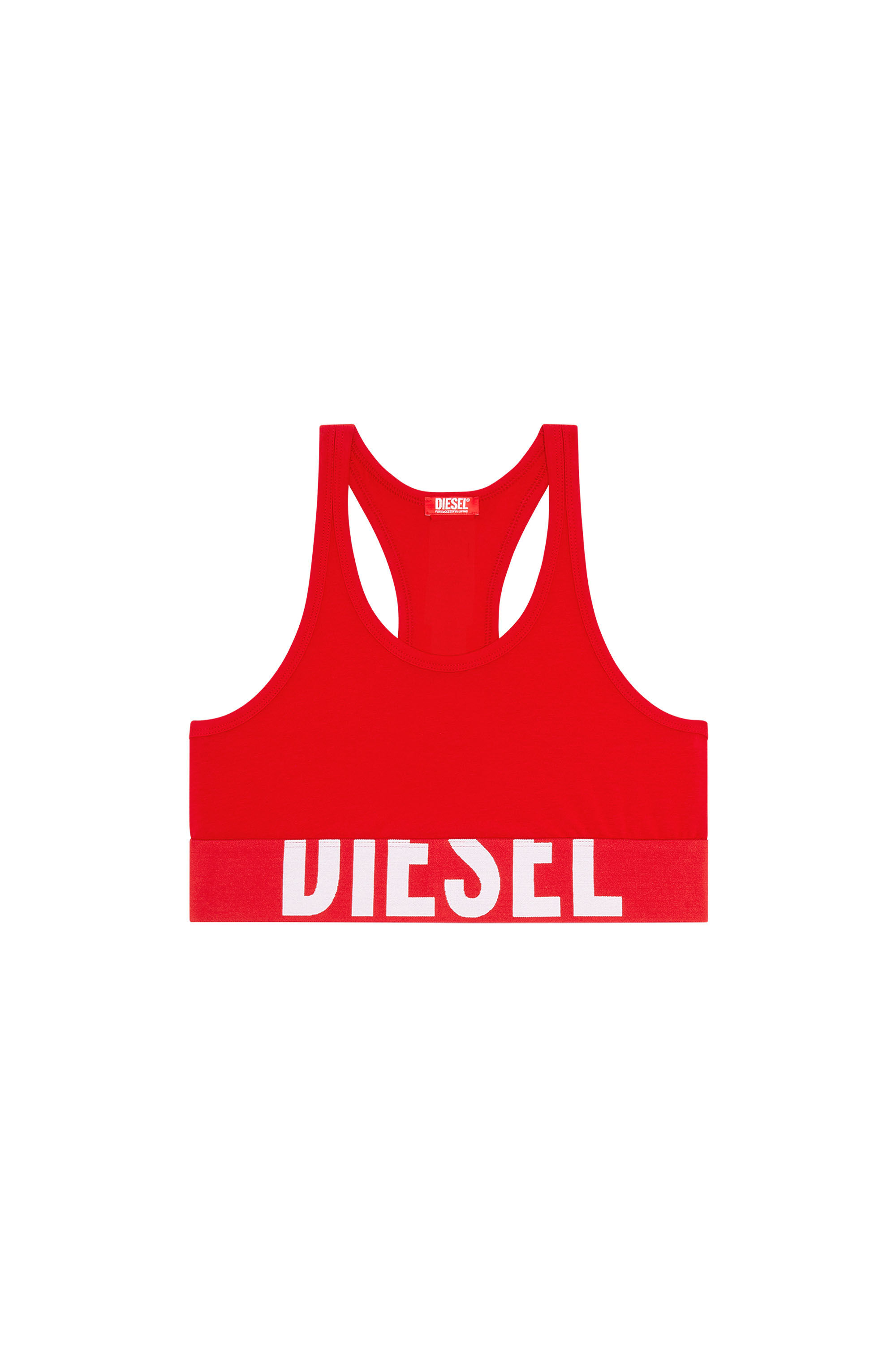 Diesel - UFSB-COTTON-RACE-BRALETTE-XL, Woman Bralette with cut-off logo in Red - Image 2