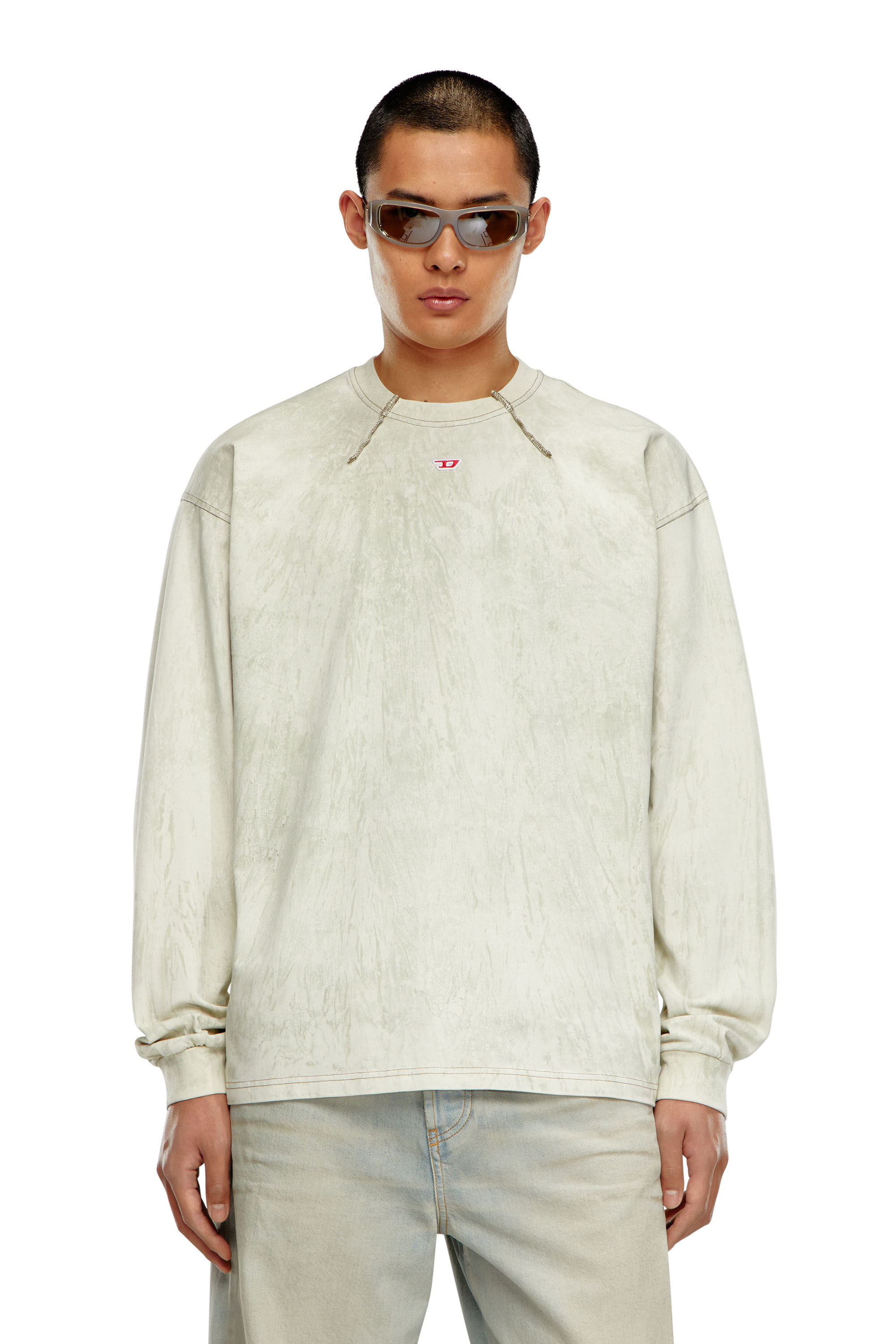 Diesel - T-COS-LS, Man Long-sleeve T-shirt in plaster jersey in White - Image 3