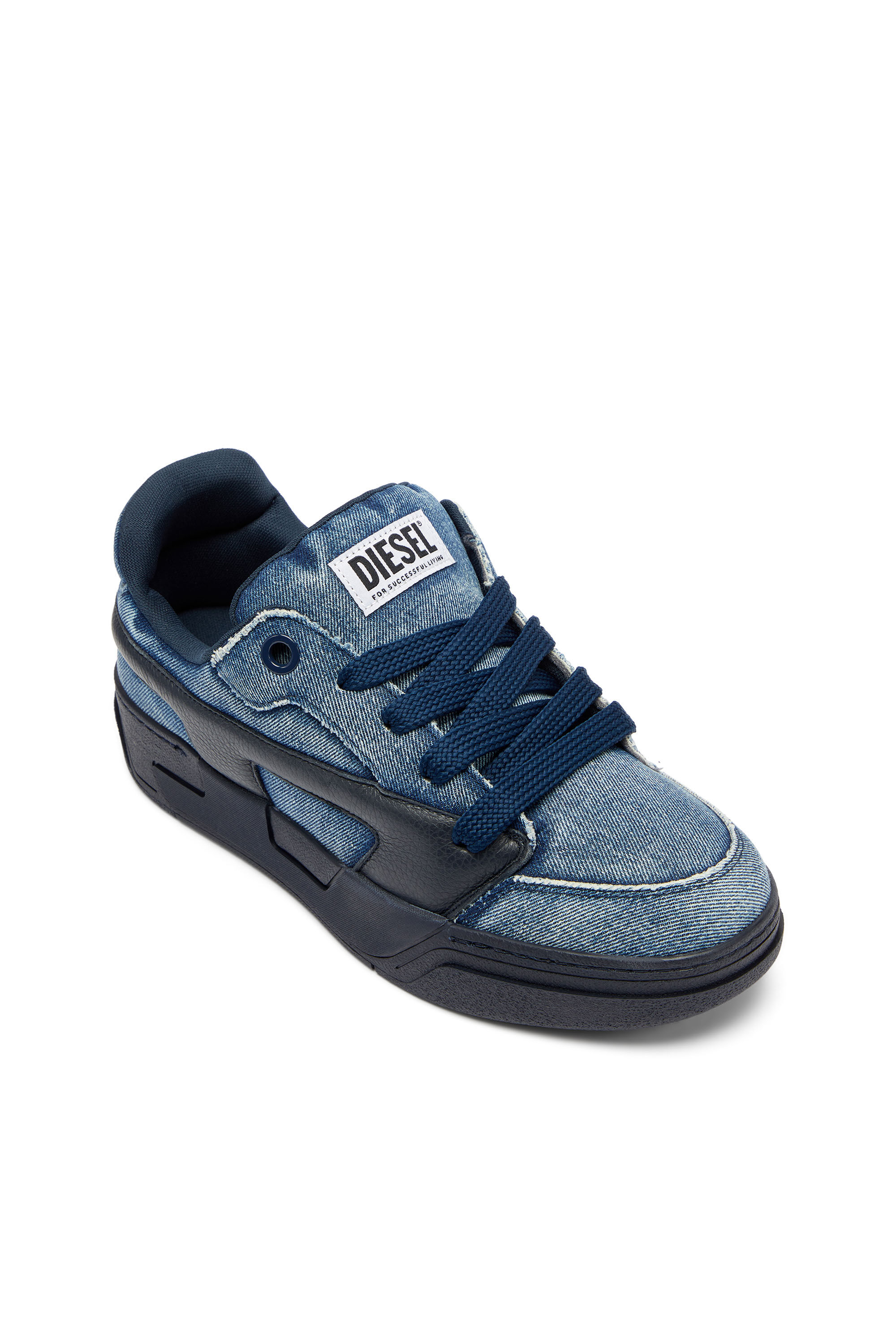 Diesel - S-D-OLLIE LOW, Man's S-D-Ollie - Sneakers in washed frayed denim in Blue - 6