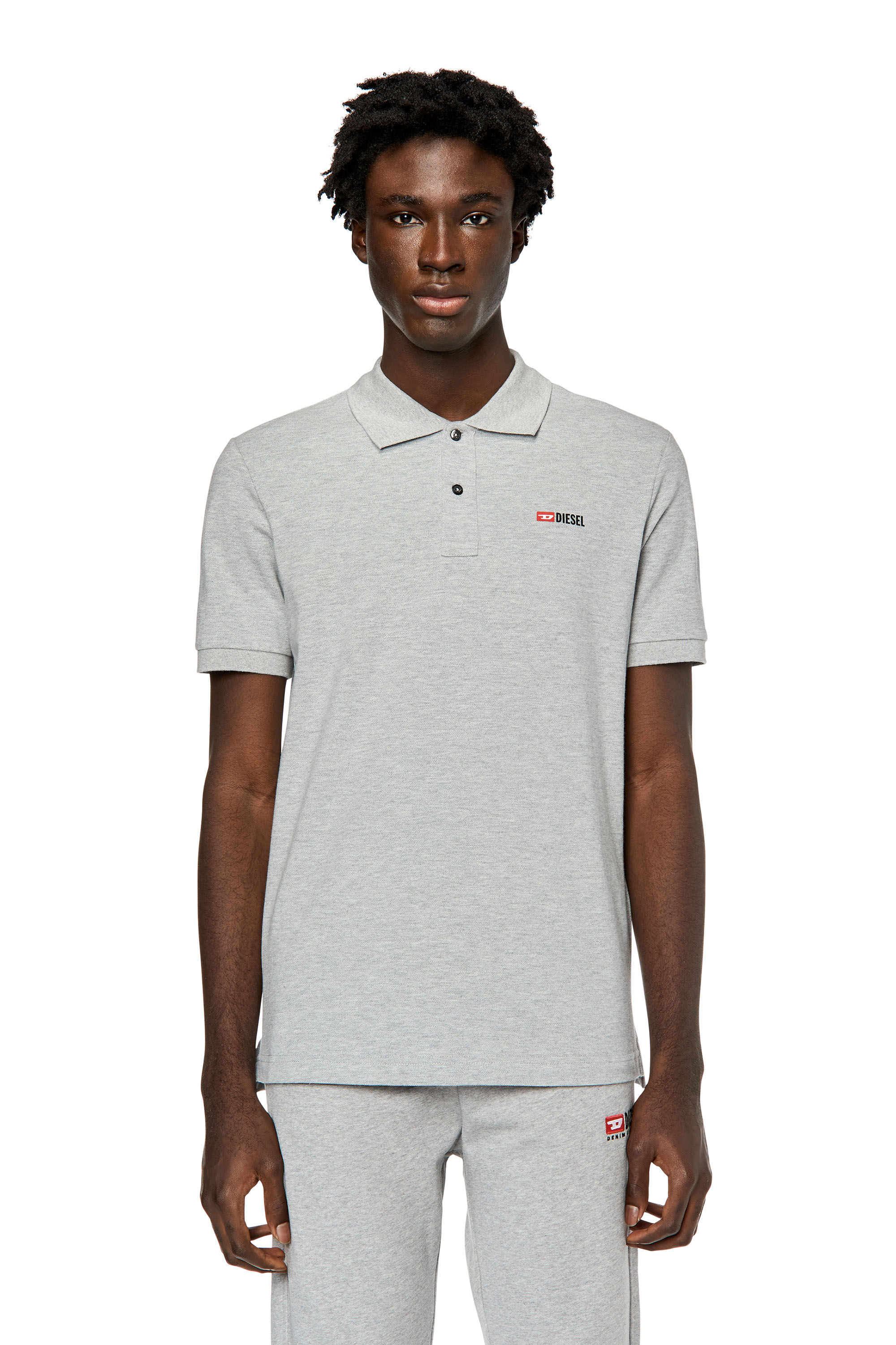 Diesel - T-SMITH-DIV, Man Polo shirt with high-density logo print in Grey - Image 3