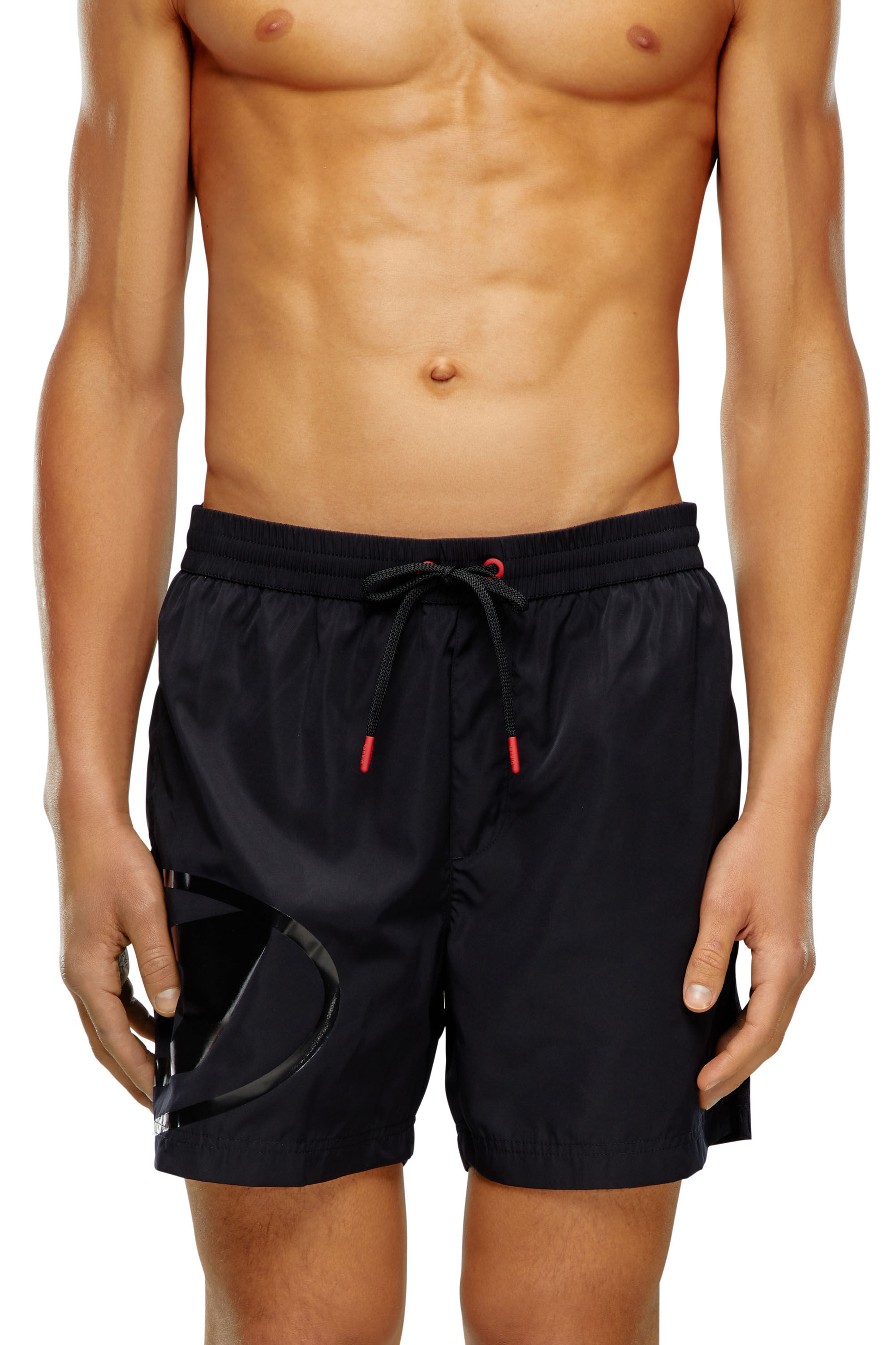 Diesel - BMBX-RIO-41, Man Swim shorts with shiny Oval D logo in Black - Image 1