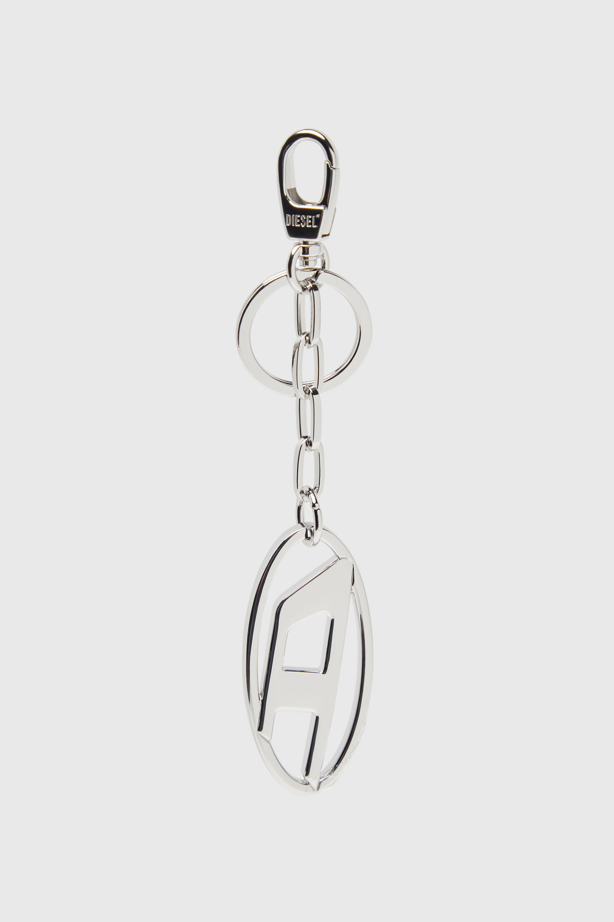 Diesel - HOLY-C, Woman's Metal Oval D keyring with crystals in Silver - 2