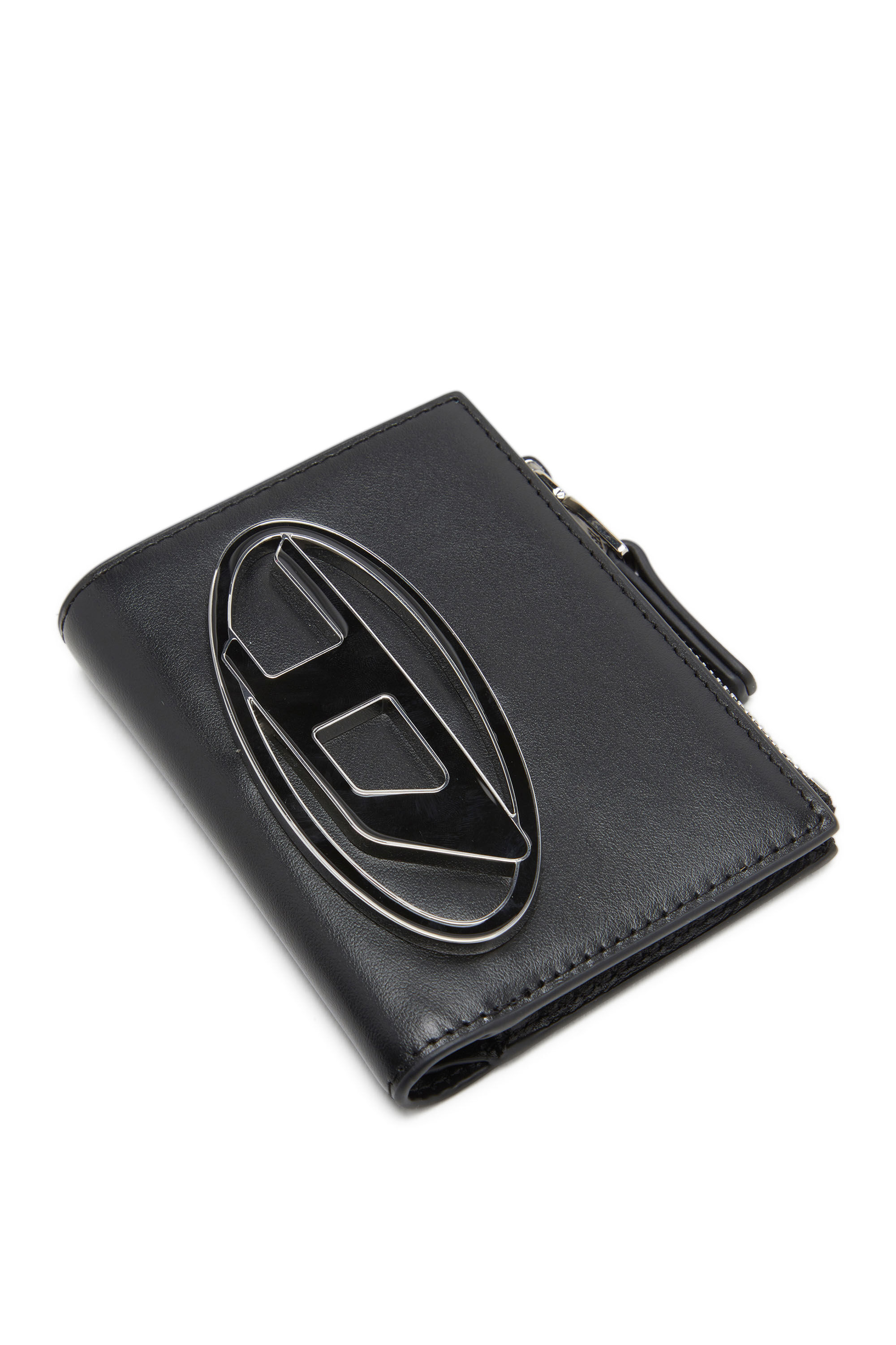 Diesel - 1DR BI-FOLD ZIP II, Woman Small leather wallet with logo plaque in Black - Image 4