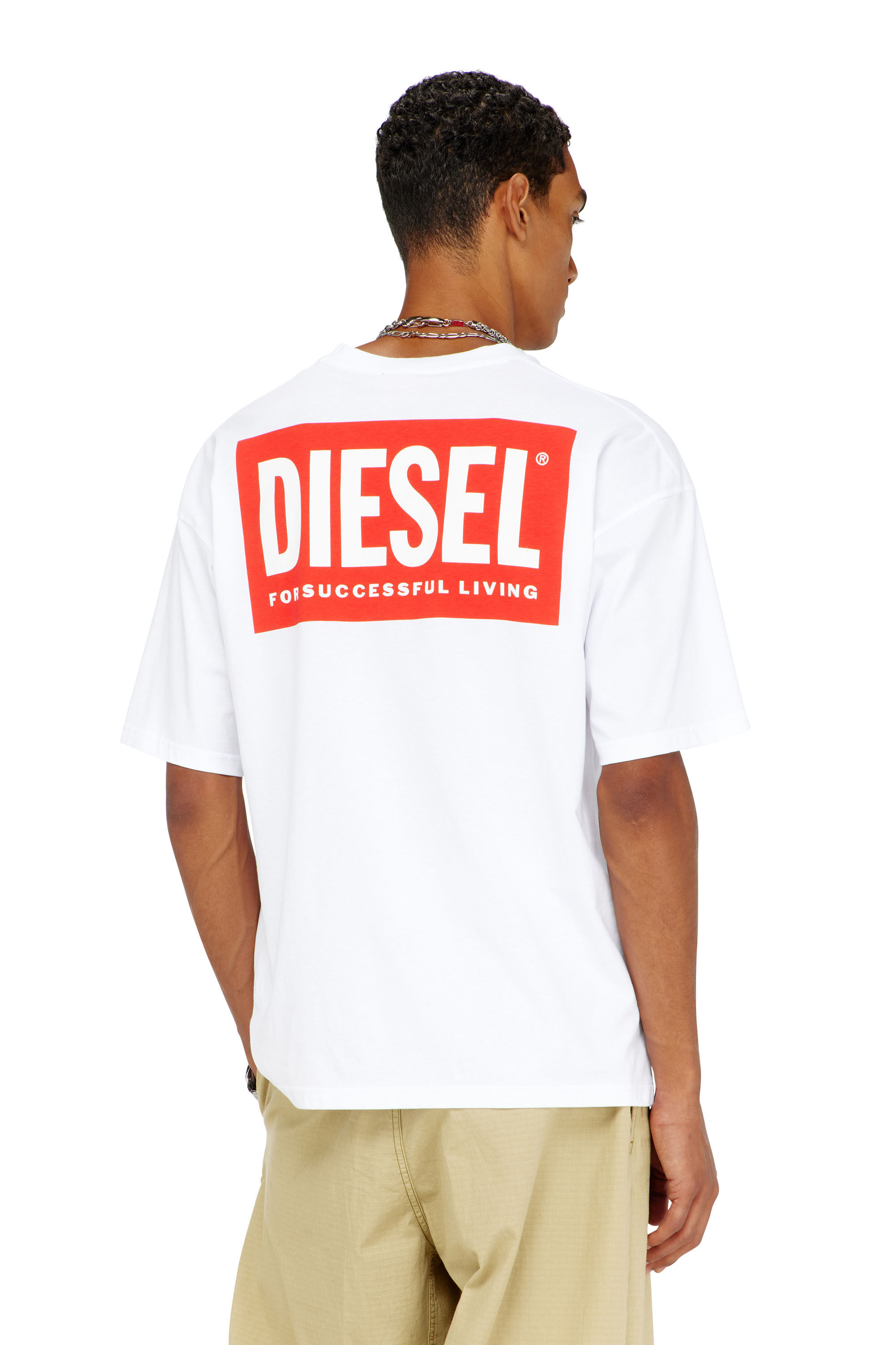 Diesel - T-BOXT-BISK, Man's Cotton T-shirt with Diesel Biscotto print in White - 4