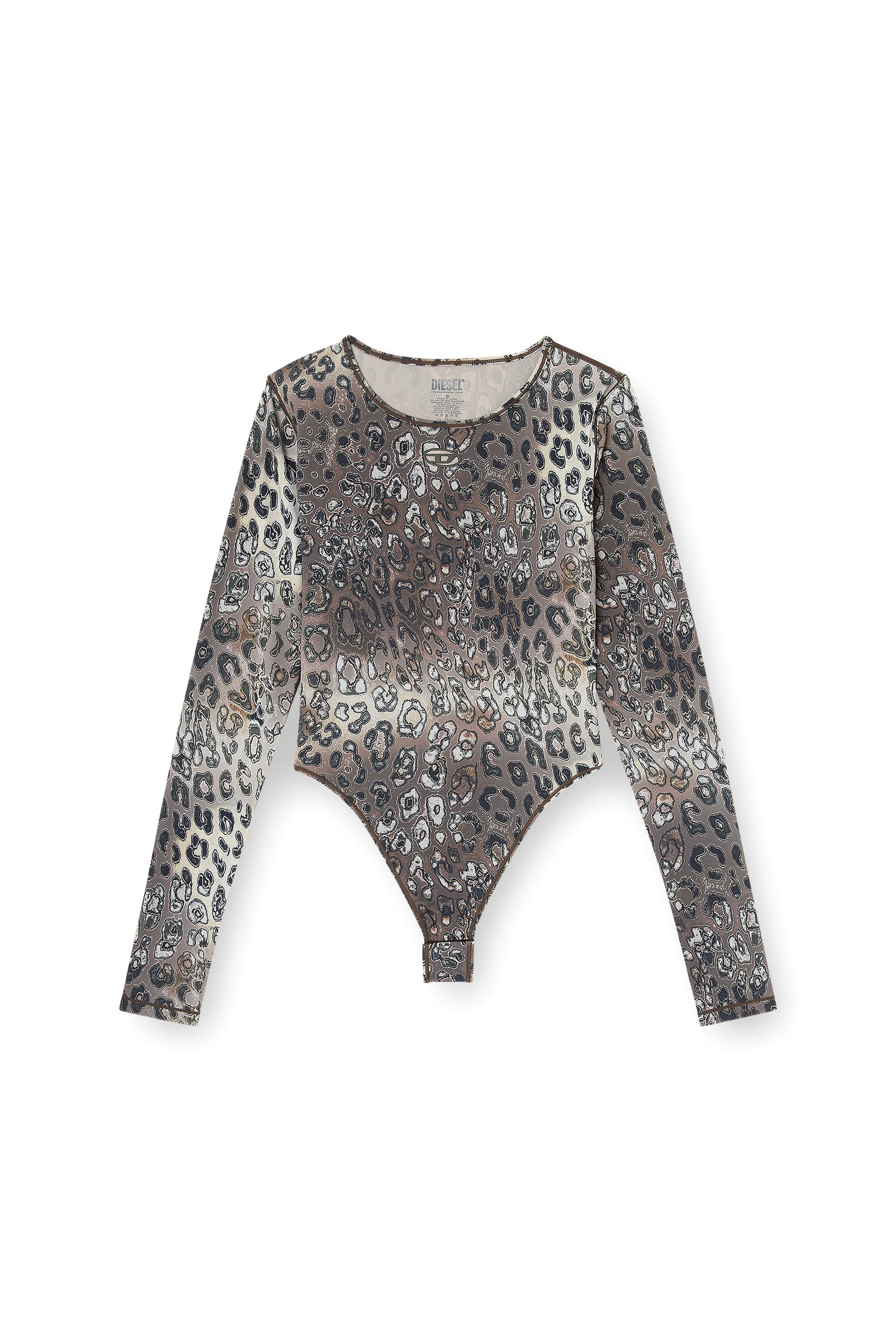 Diesel - ANGELICA-UTLT, Woman's Bodysuit with all-over animal print in Brown/Beige - 2
