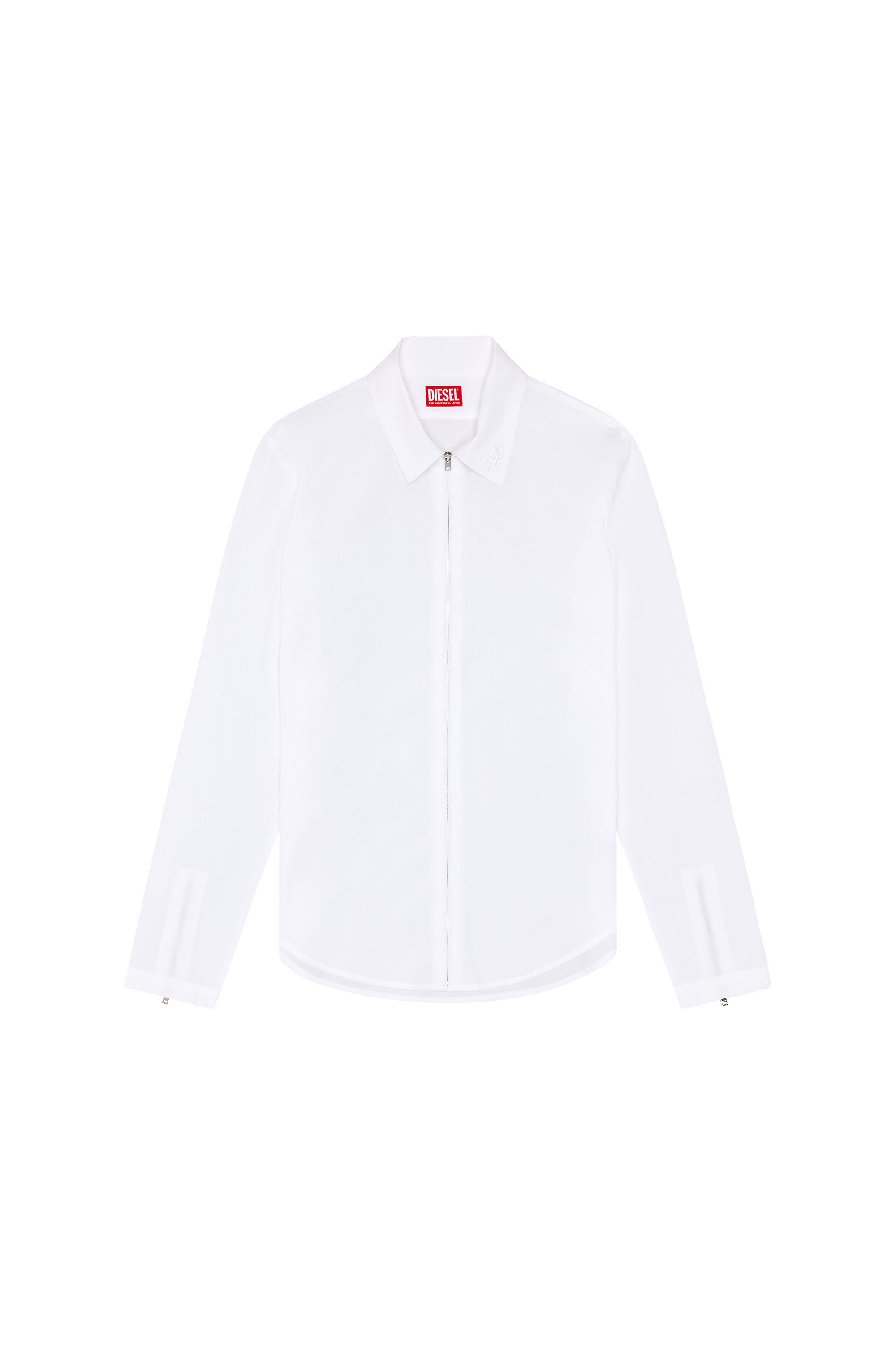 Diesel - S-STUCK, Man Logo-embroidered zip shirt in White - Image 2