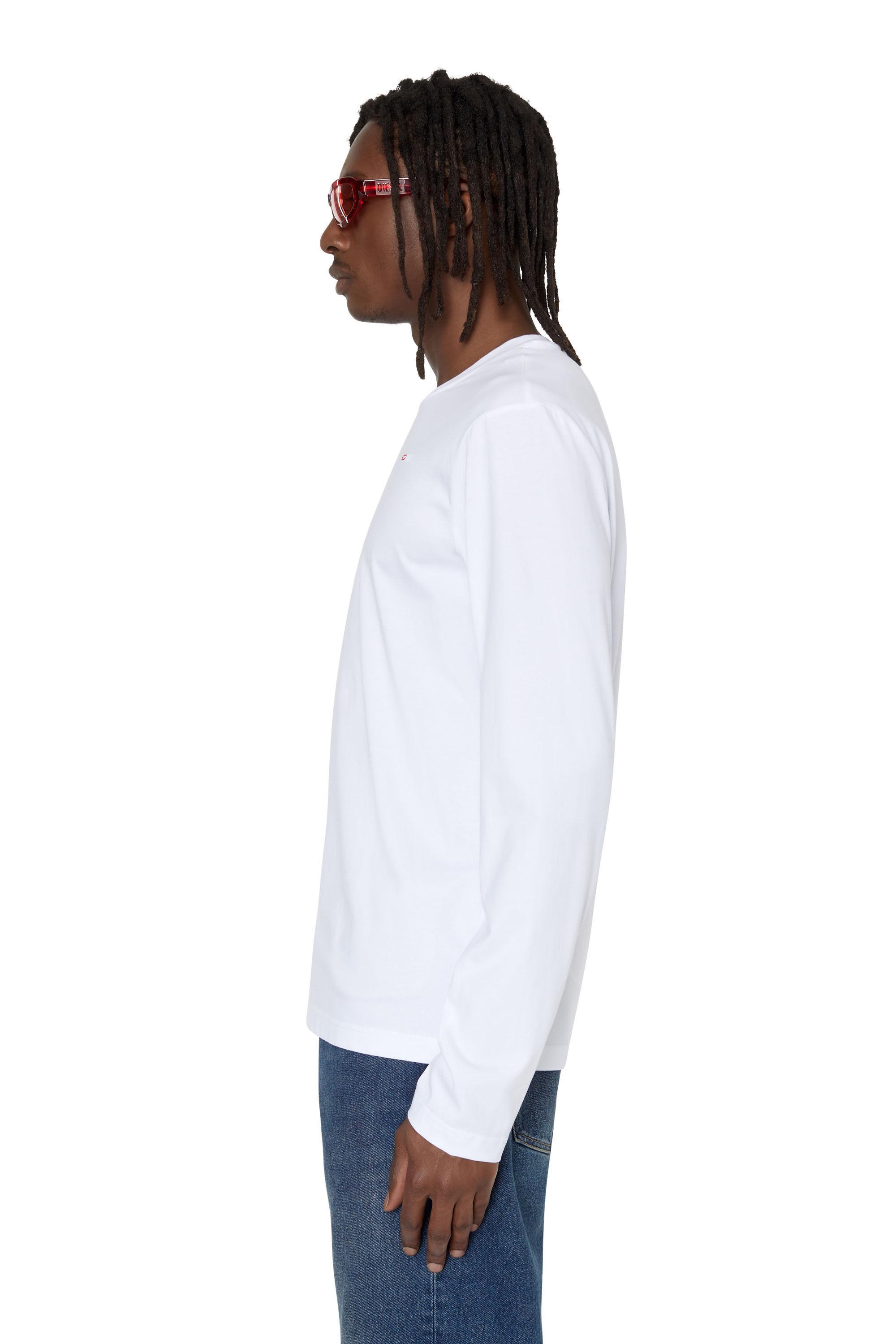 Diesel - T-DIEGOR-LS-MICRODIV, Man Long-sleeve T-shirt with micro logo in White - Image 5