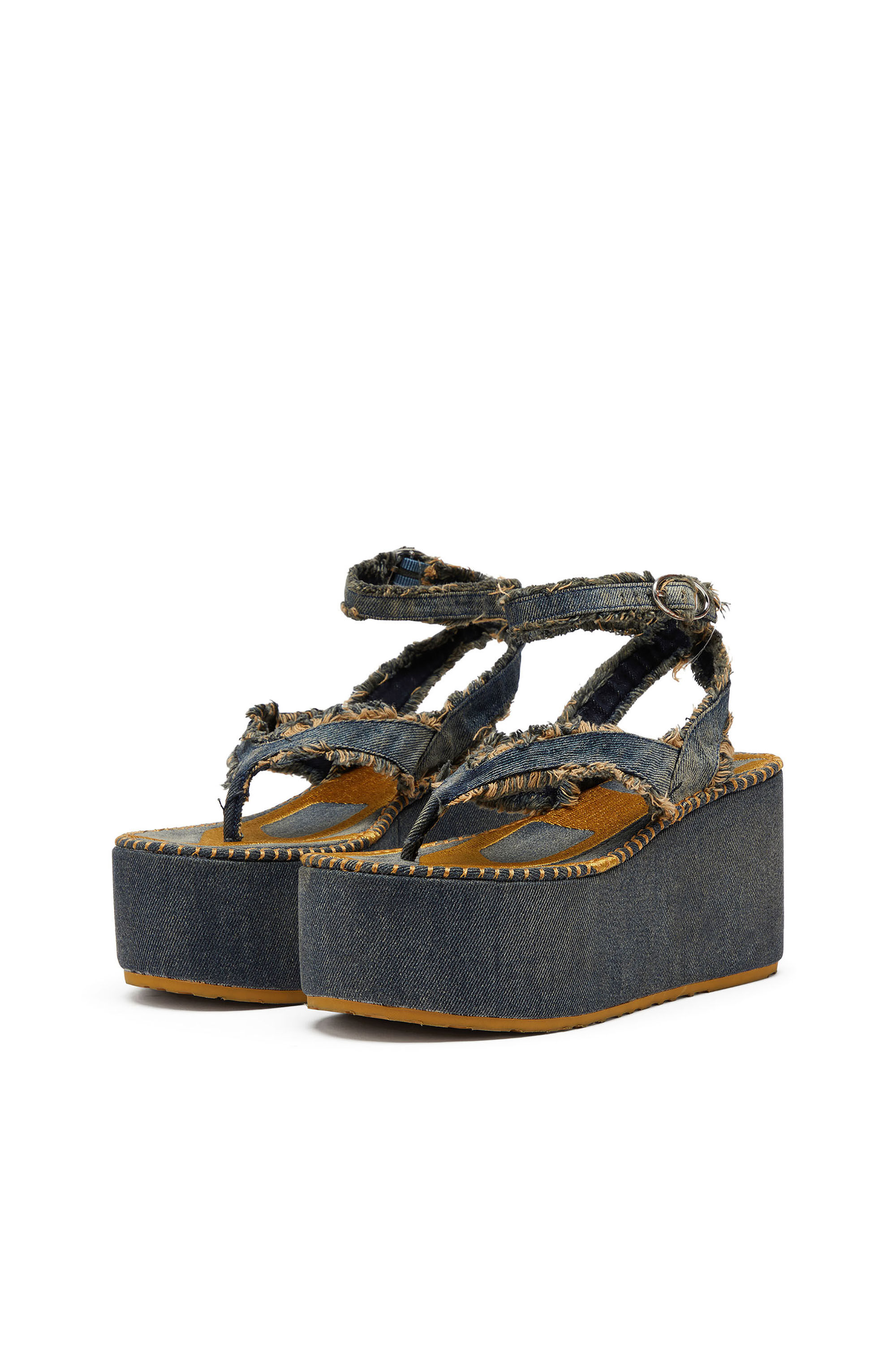Diesel - SA-NIKOLA SANDAL, Woman's Sa-Nikola - Sandal in denim with frayed details in Blue/Grey - 7