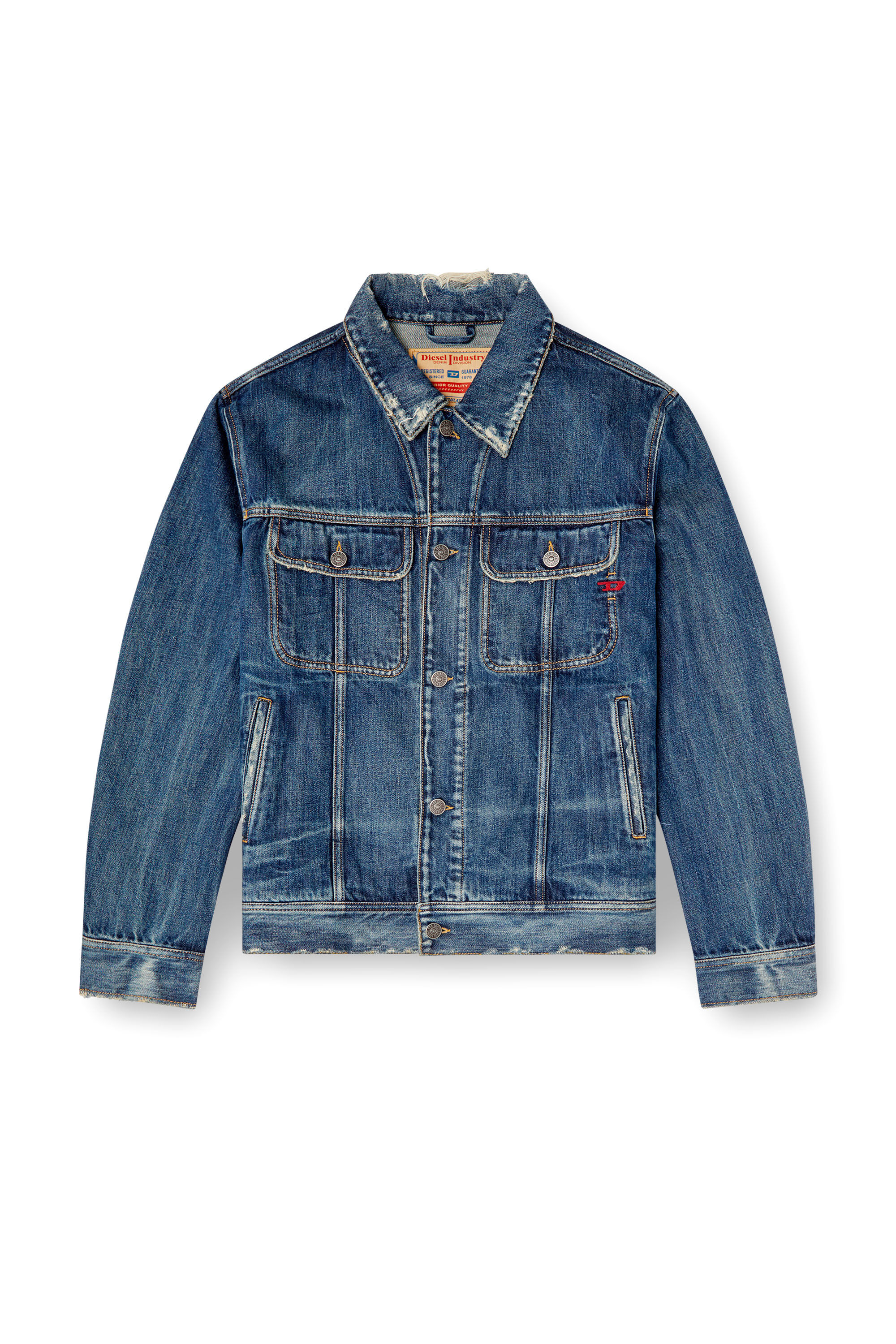 Diesel - D-BARCY, Man's Regular-fit trucker jacket in Dark Blue - 2