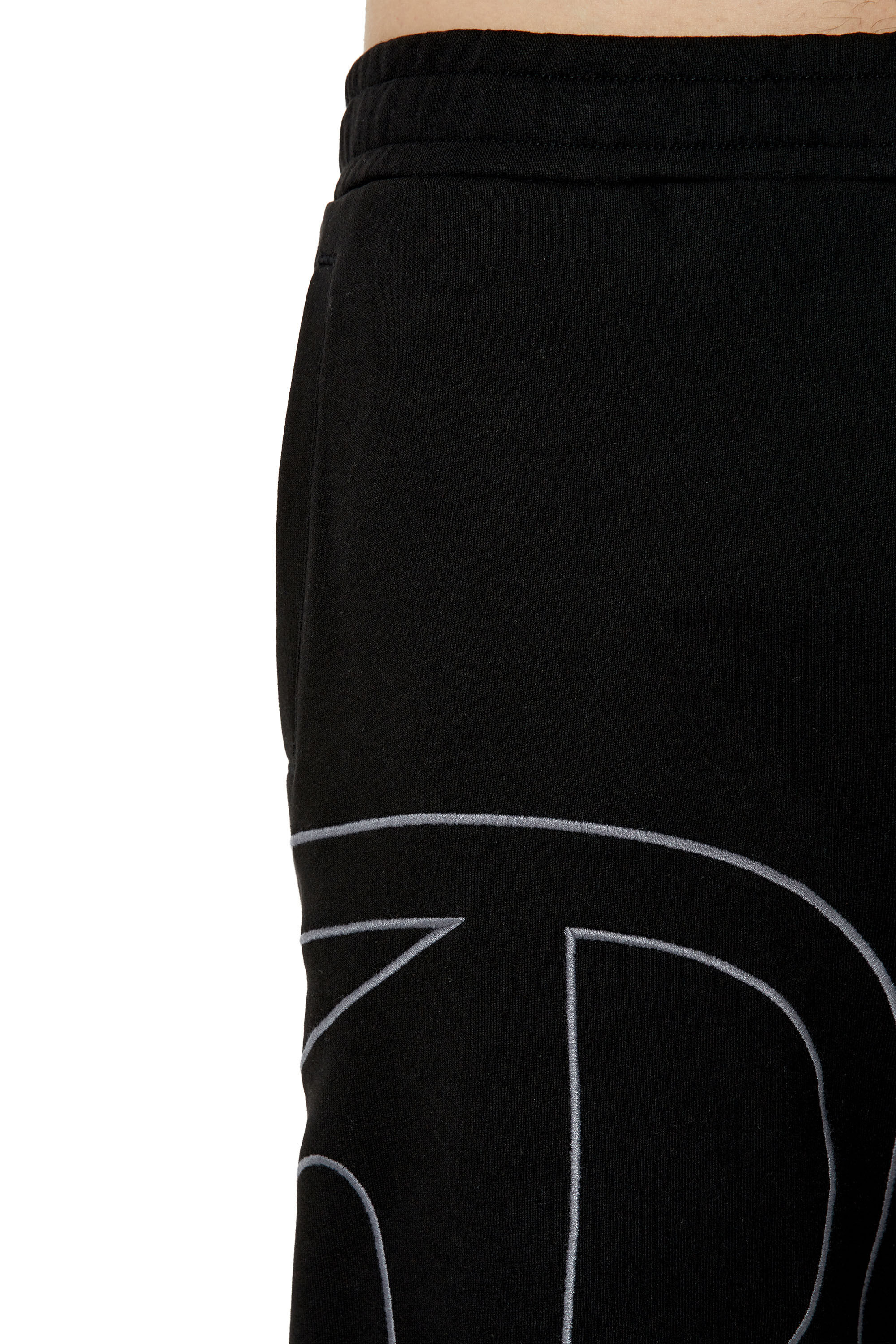 Diesel - P-CROW-MEGOVAL, Man Sweat shorts with maxi D logo in Black - Image 5