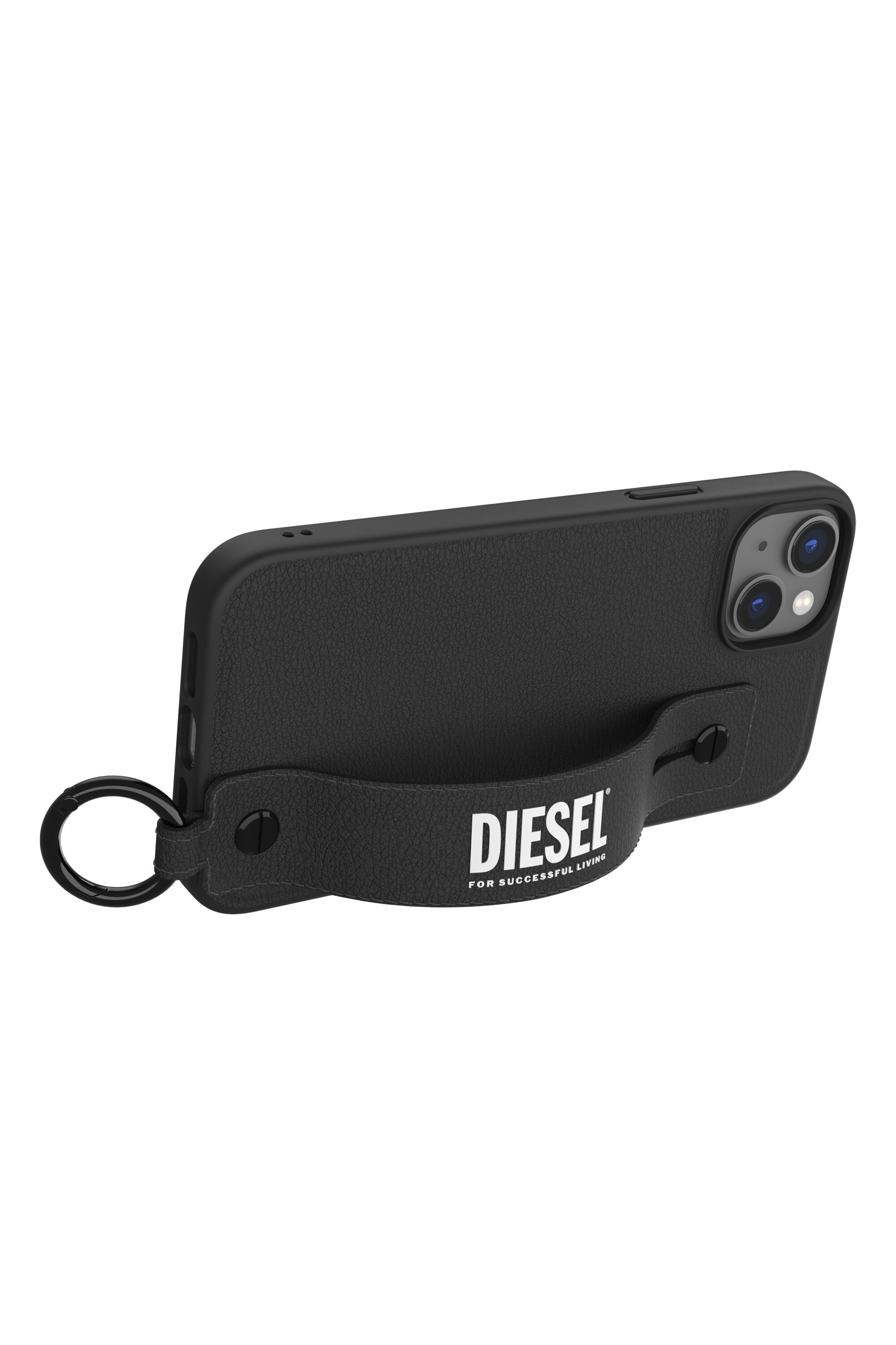 Diesel - 50285 MOULDED CASE, Unisex Leather handstrap case for iPhone 14 Plus in Black - Image 5