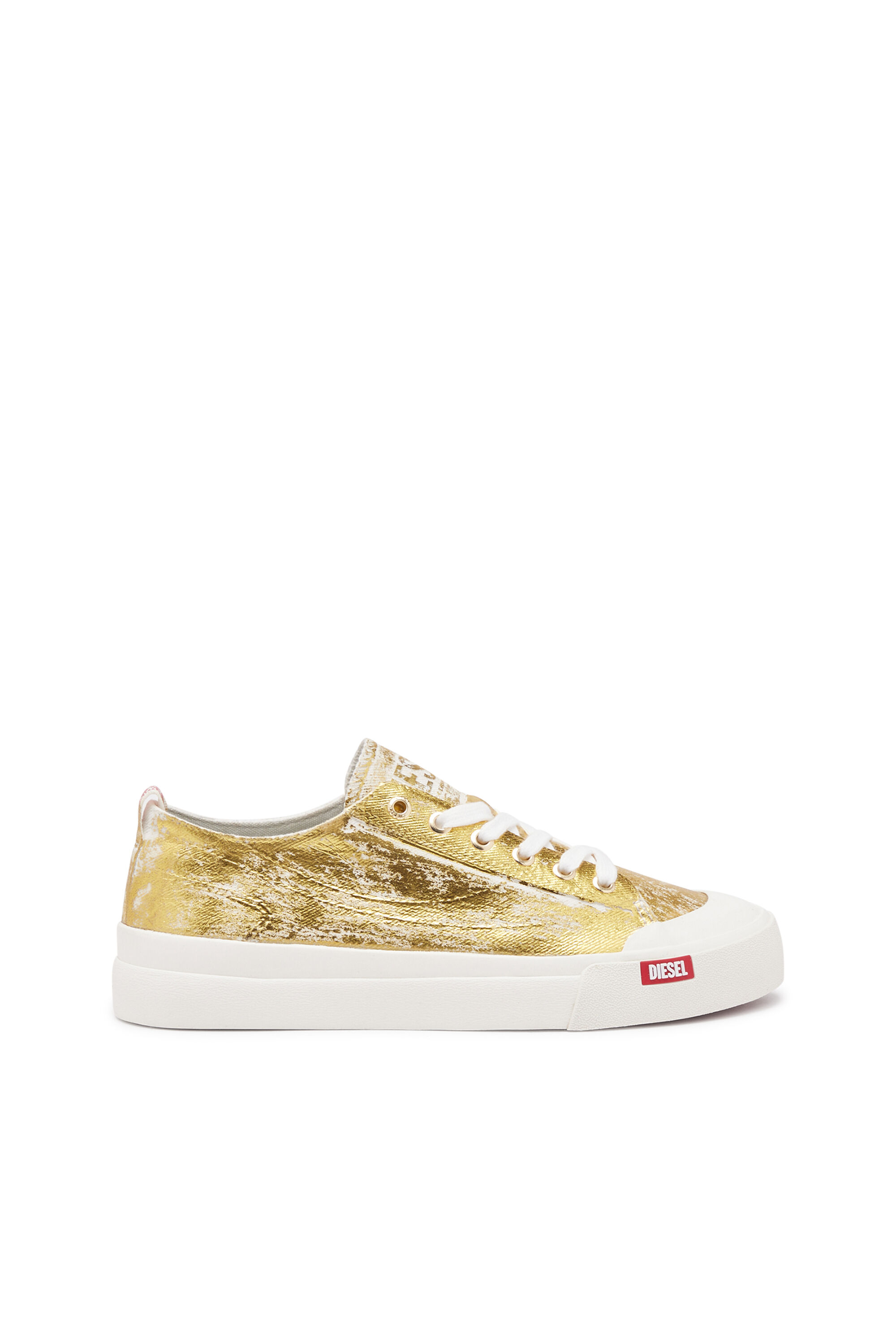 Diesel - S-ATHOS LOW W, Woman S-Athos Low-Distressed sneakers in metallic canvas in Oro - Image 1