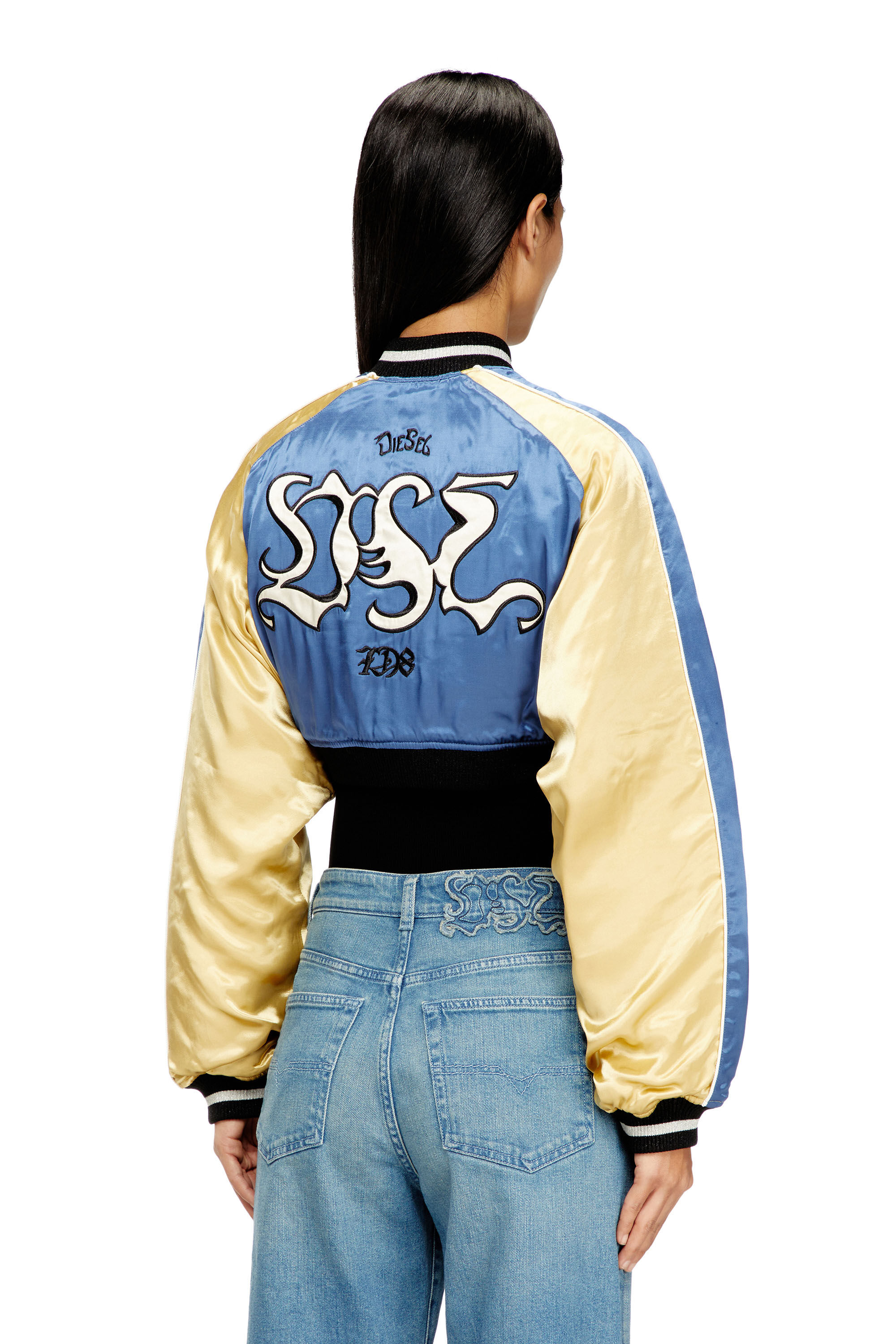 Diesel - G-OSPEL-CP, Woman's Cropped satin souvenir jacket in null - 4