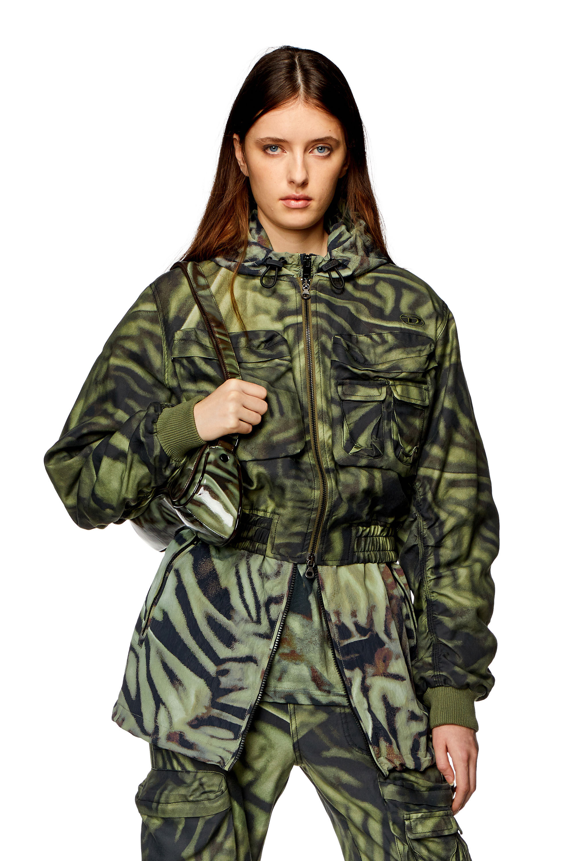 Diesel - G-KHLOW, Woman Cargo bomber in zebra-camo twill in Multicolor - Image 3