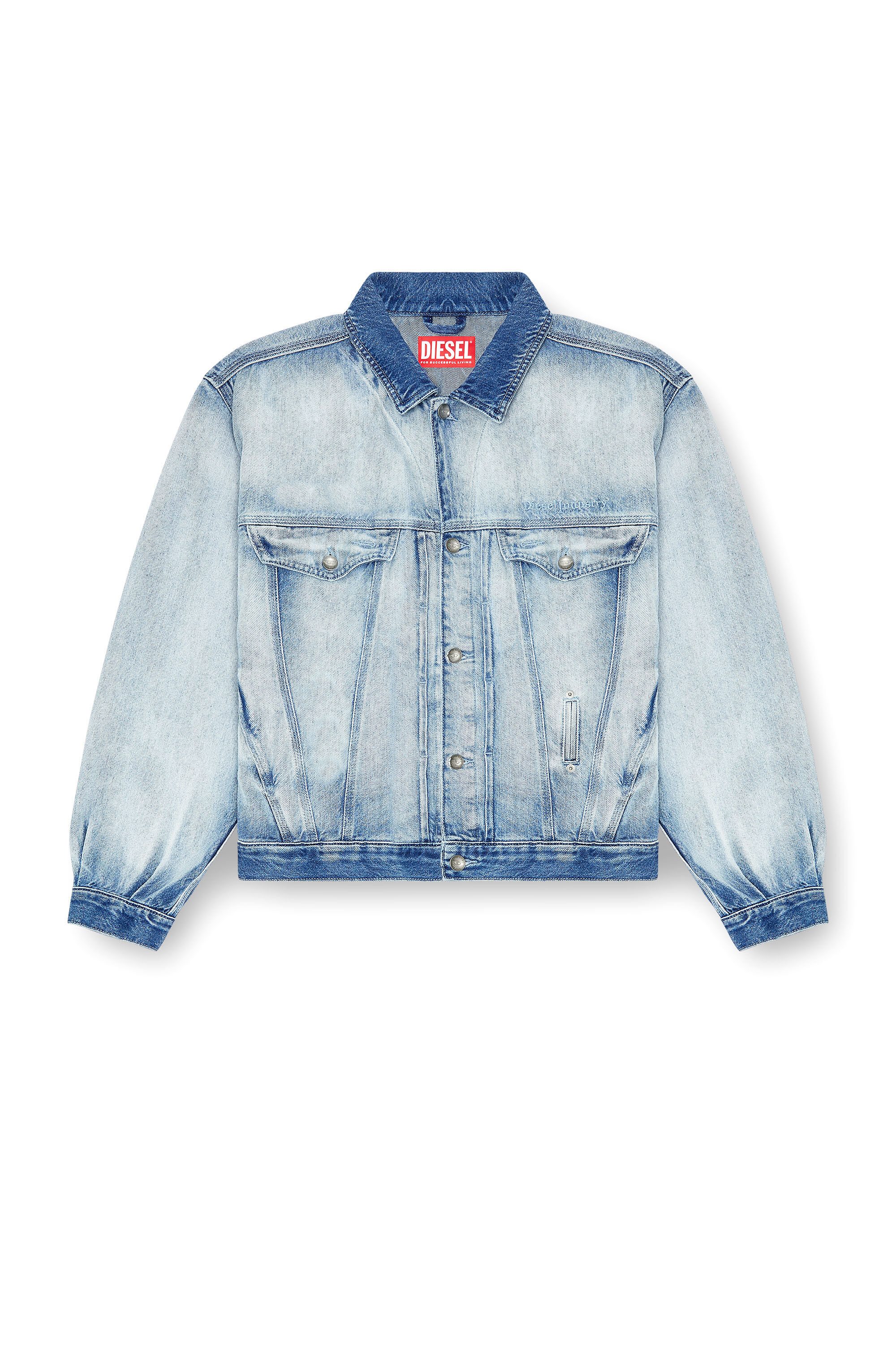 Diesel - D-DENVER-FSI1, Unisex's Trucker jacket in medium-light skeleton denim in Light Blue - 2