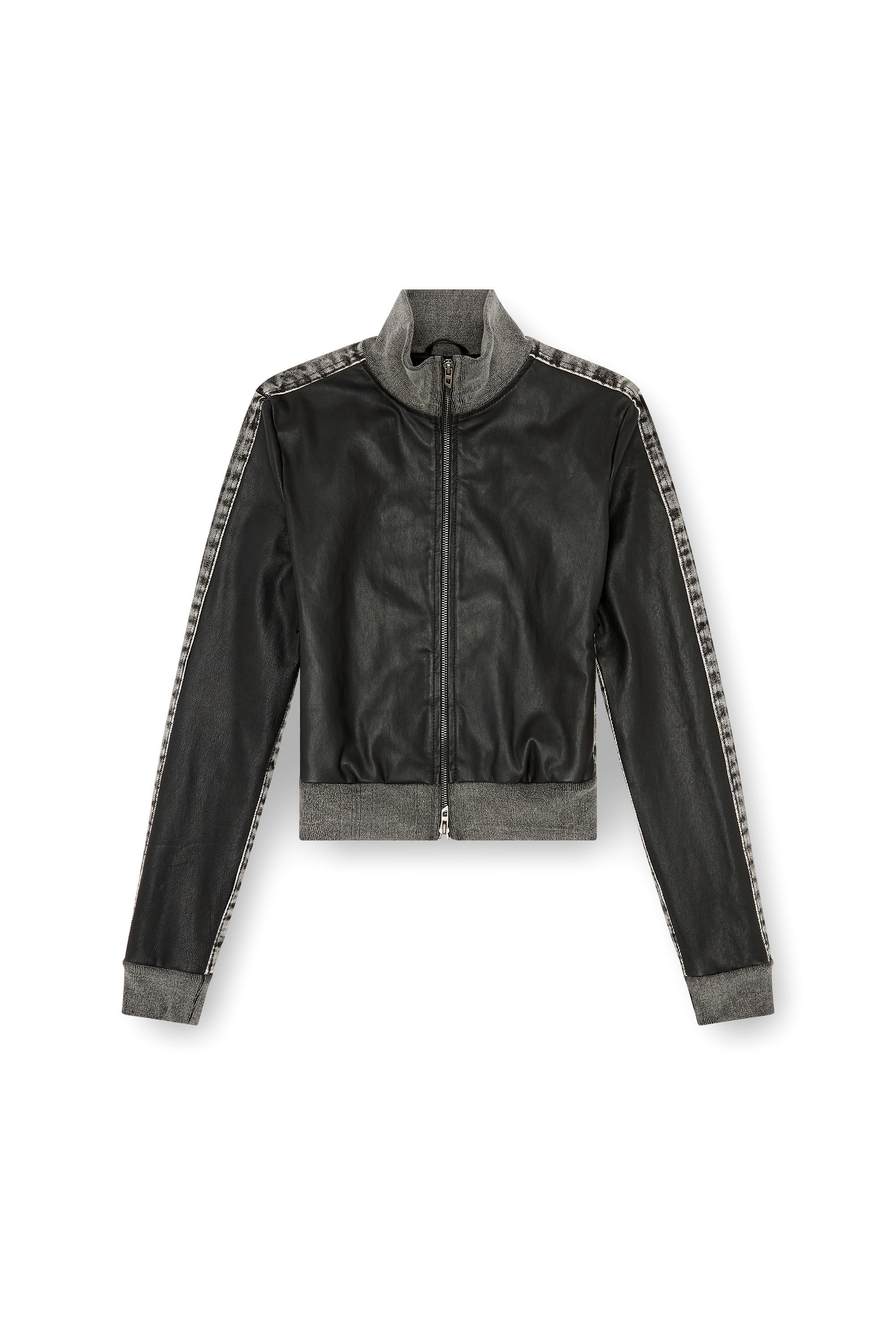 Diesel - L-EADER, Woman Hybrid jacket in leather and denim in Black - Image 2
