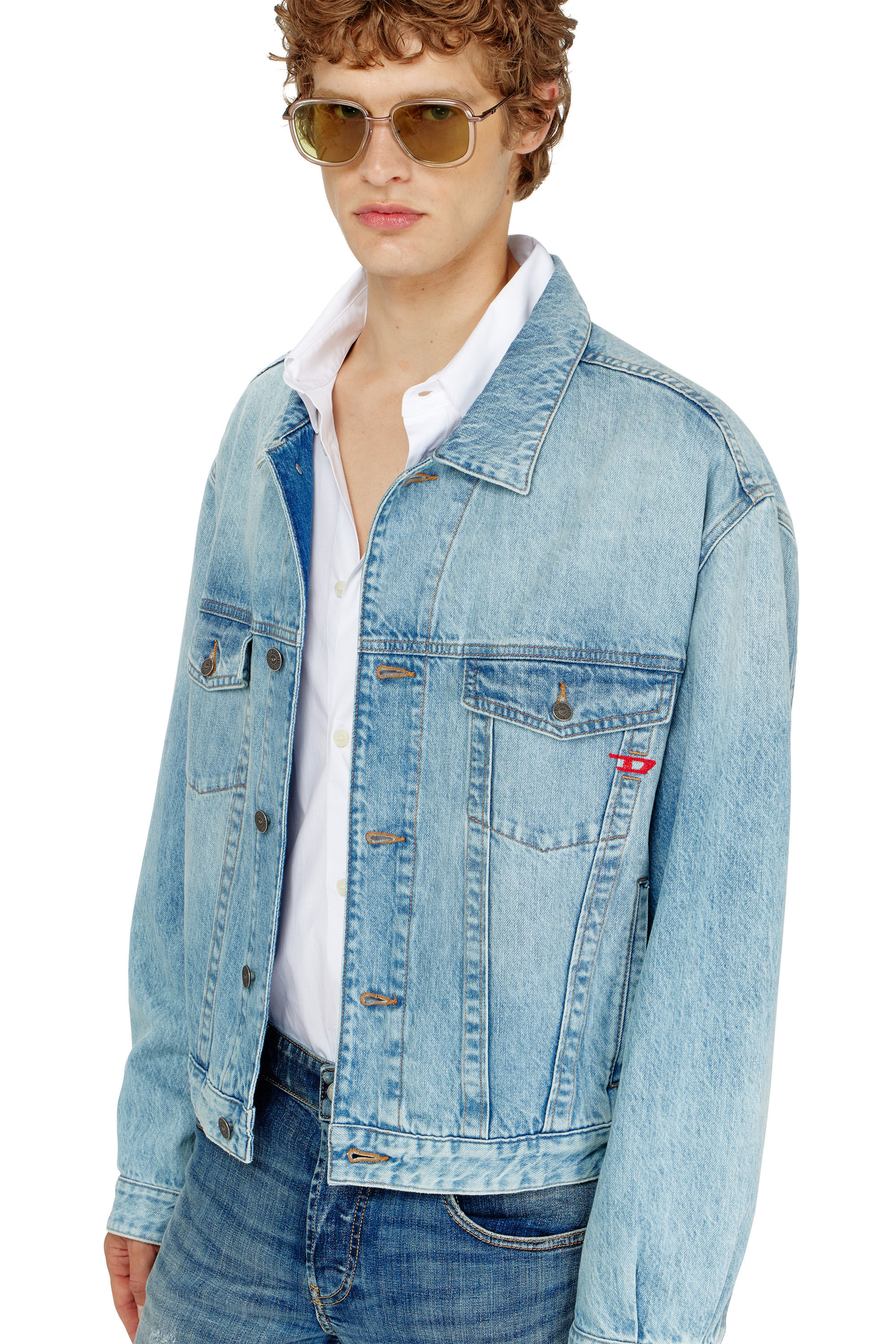 Diesel - D-RANGER, Unisex's Trucker jacket in denim in Light Blue - 5