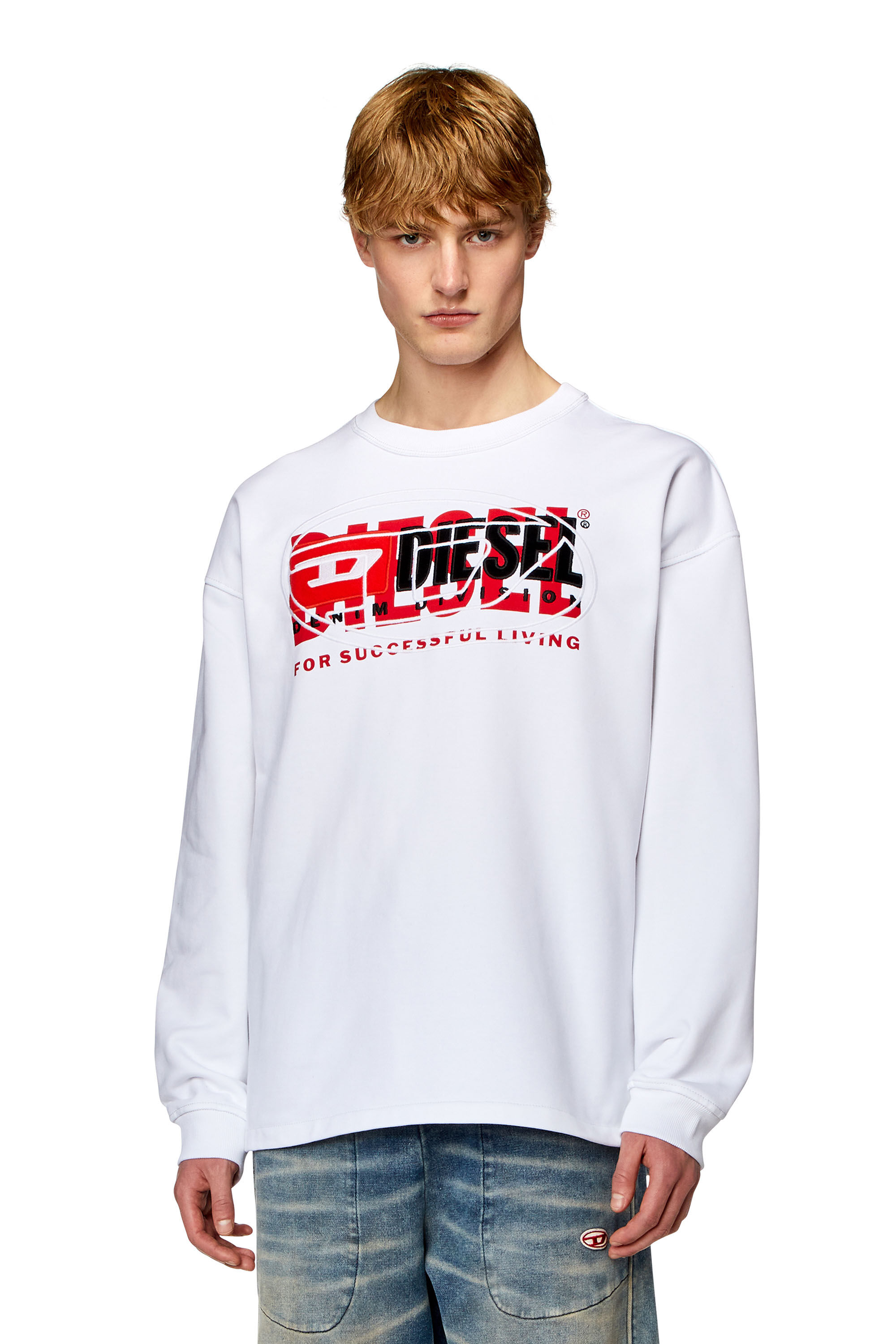 Diesel - S-BAXT-N1, Man Sweatshirt with layered logos in White - Image 3