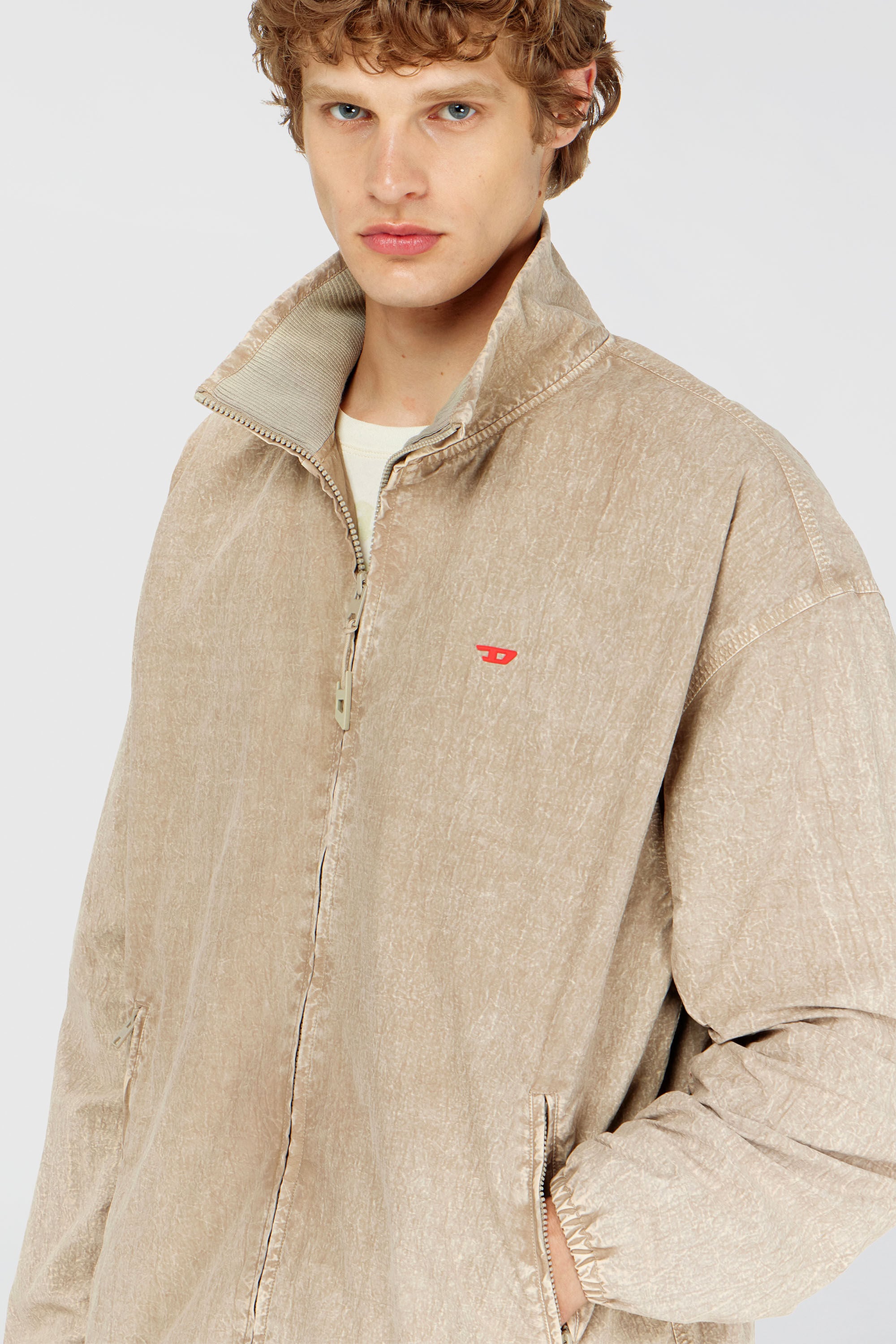 Diesel - J-CORSE-PLBH, Man's Treated taslan jacket with treated finish in Beige - 5