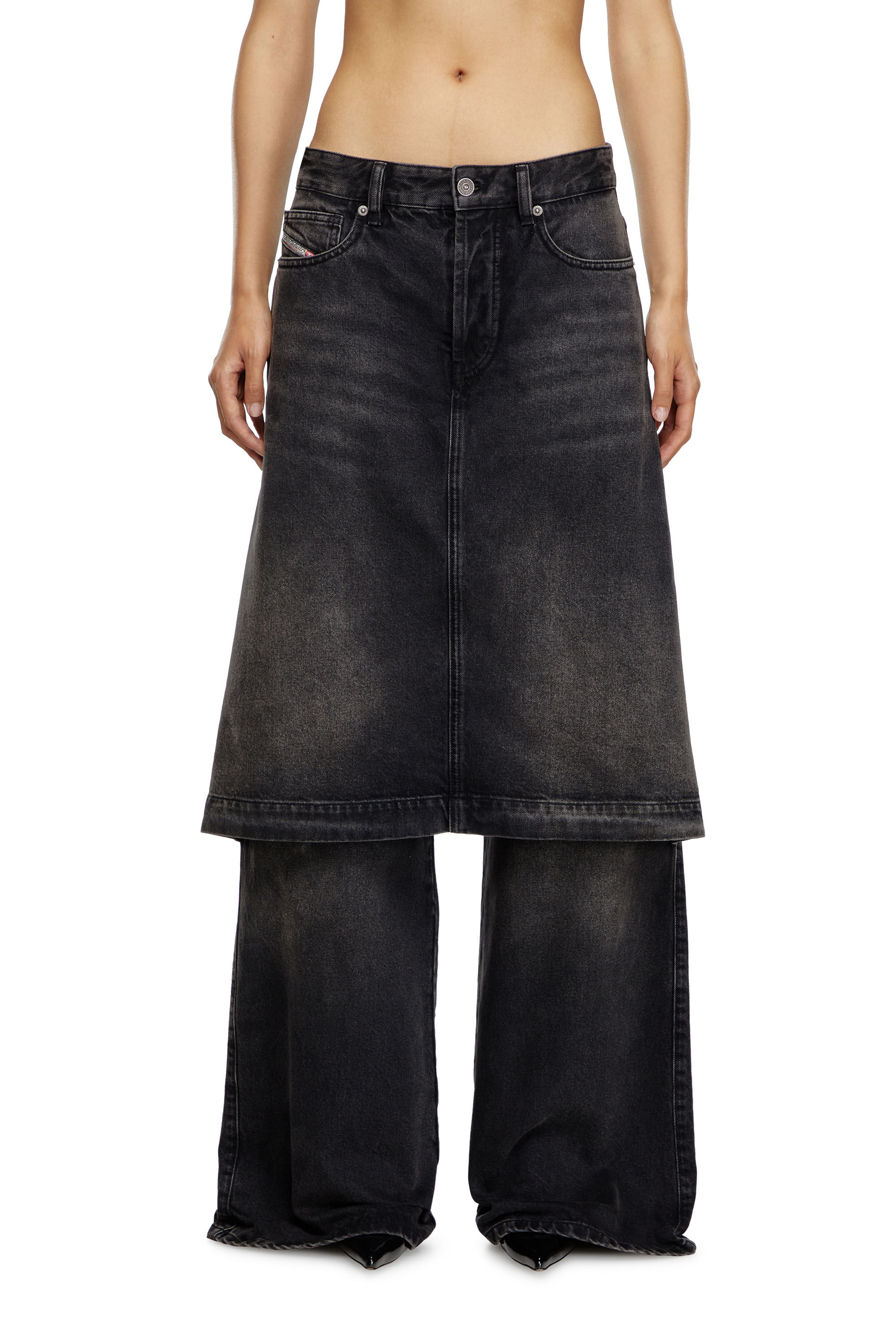 Diesel - Woman Straight Jeans D-Syren 0CBDG, Black/Dark grey - Image 3