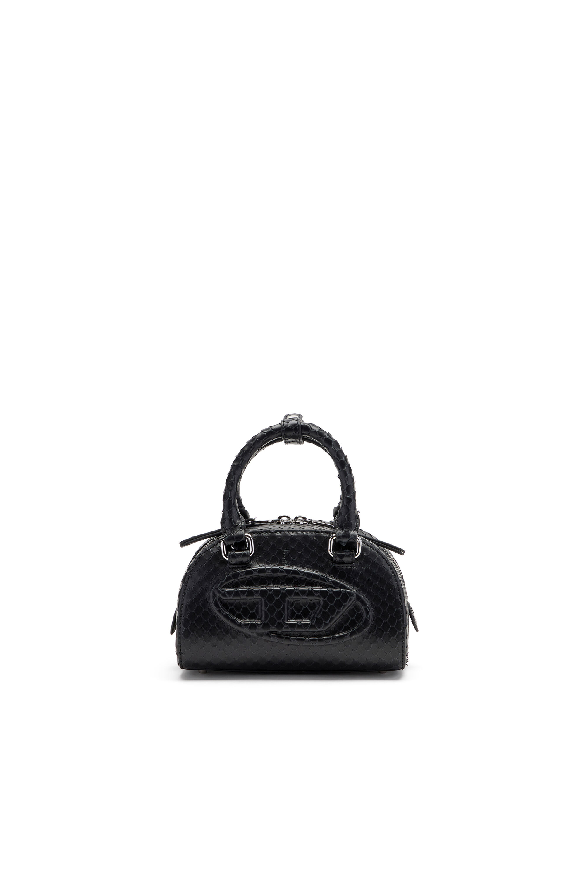 Diesel - 1DR DOME CROSSBODY, Woman's 1DR Dome-Mini bowling bag in snake-effect leather in Black - 1