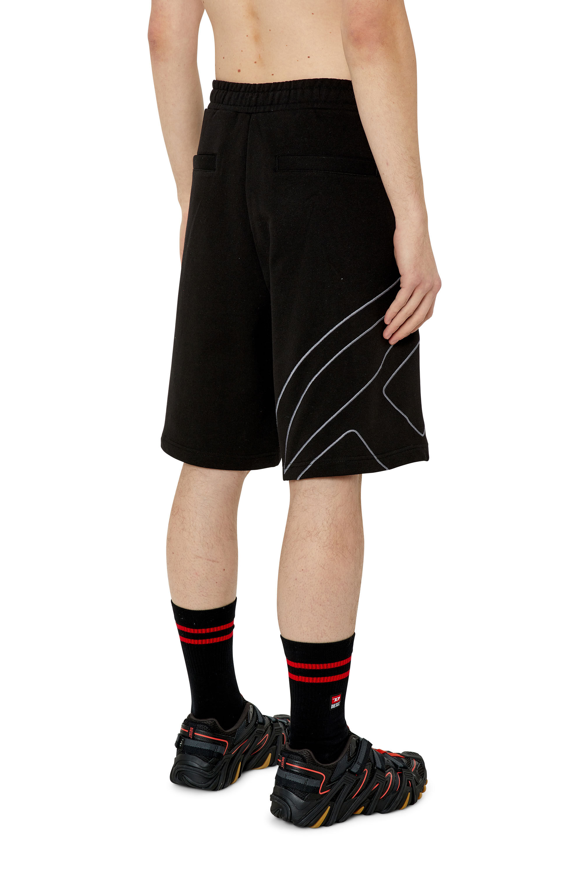 Diesel - P-CROW-MEGOVAL, Man Sweat shorts with maxi D logo in Black - Image 4