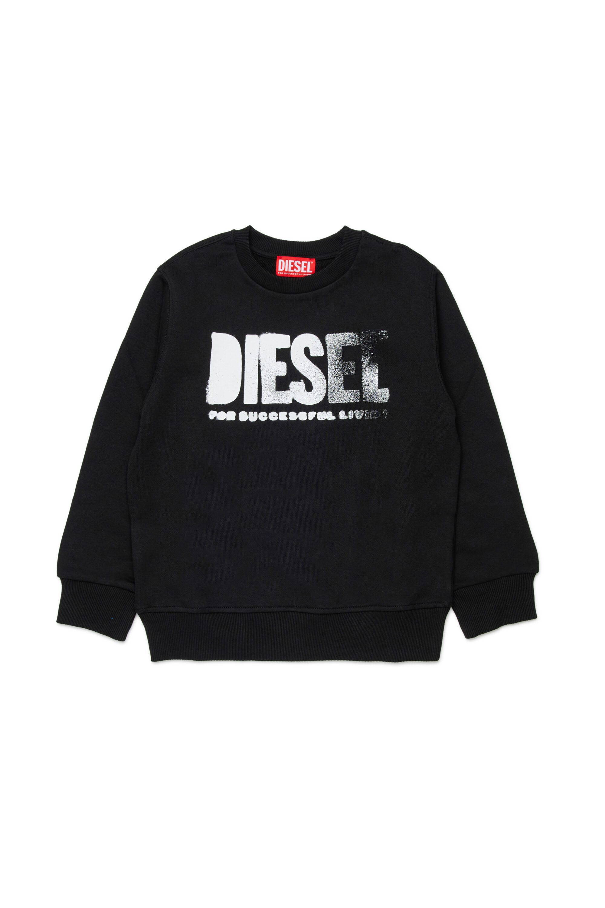 Diesel - SIDER OVER, Man's Sweatshirt with round neck and maxi Diesel logo print in Black - 1