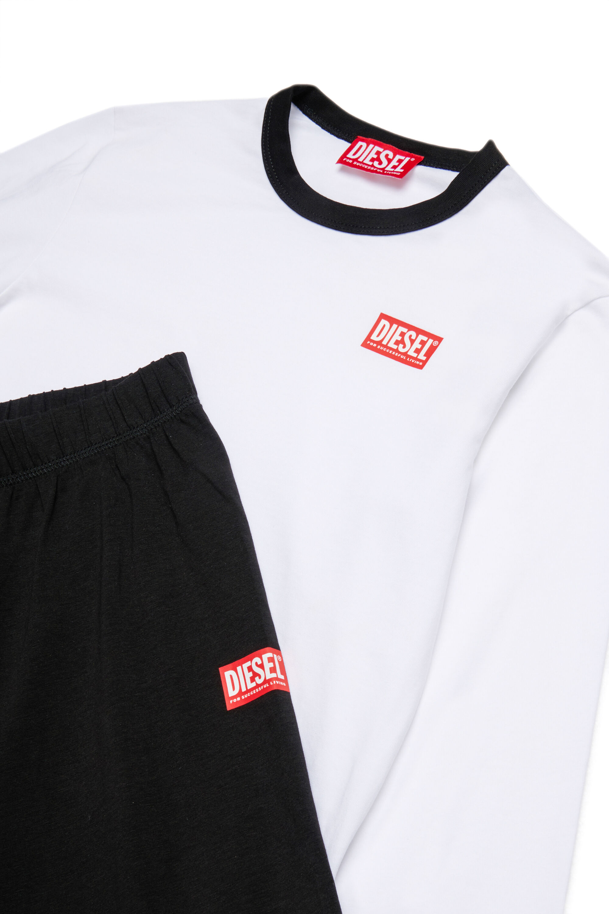 Diesel - UNPER, Man's Cotton pajamas with logo in Black/White - 3