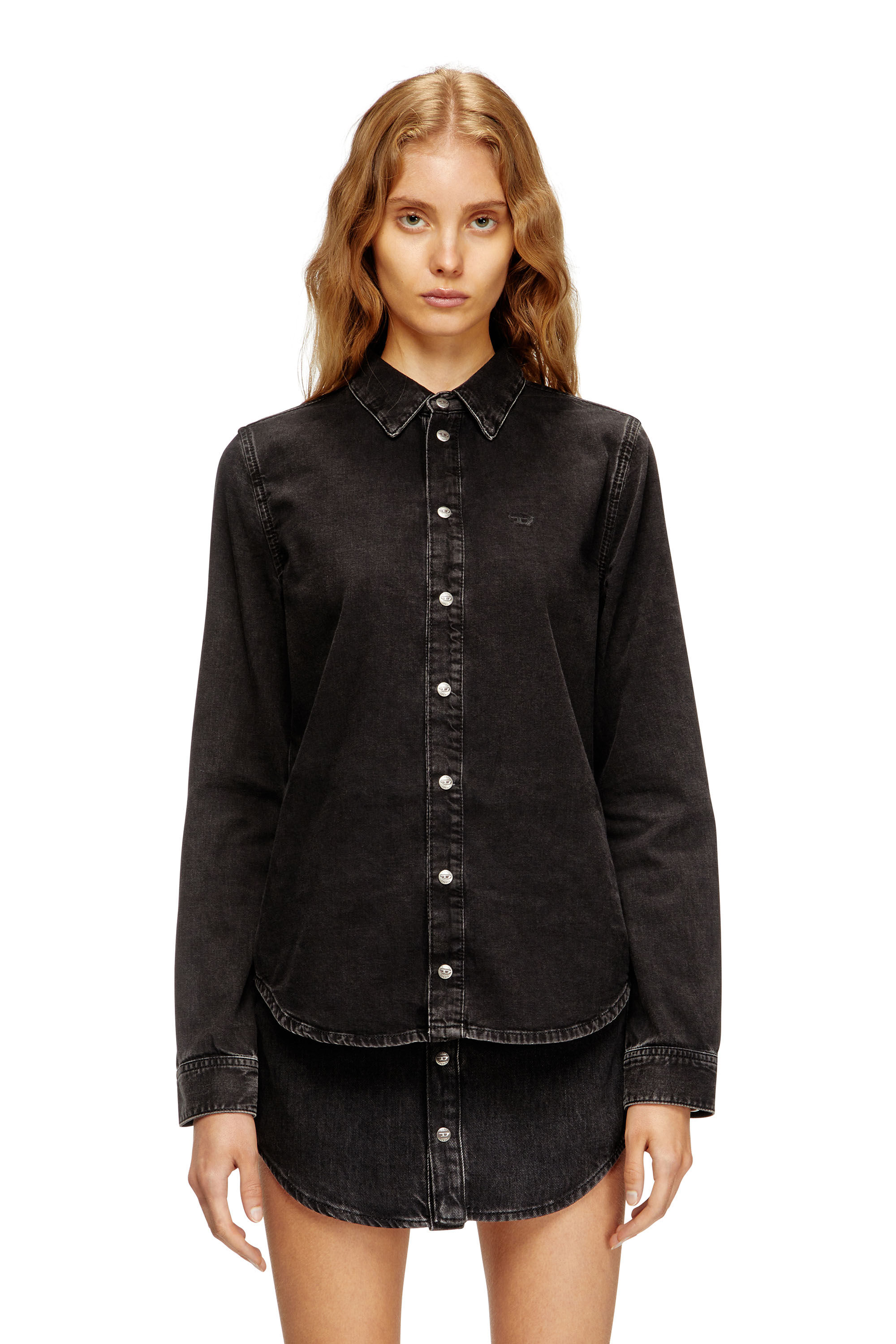 Diesel - DE-EAZY, Woman's Denim shirt with contrasting stitching in null - 3