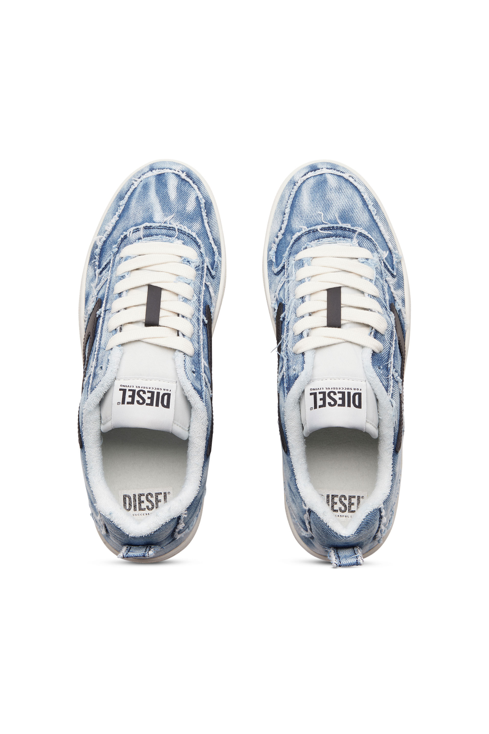 Diesel - S-UKIYO V2 LOW, Man S-Ukiyo Low-Low-top sneakers in frayed denim in Blue - Image 4