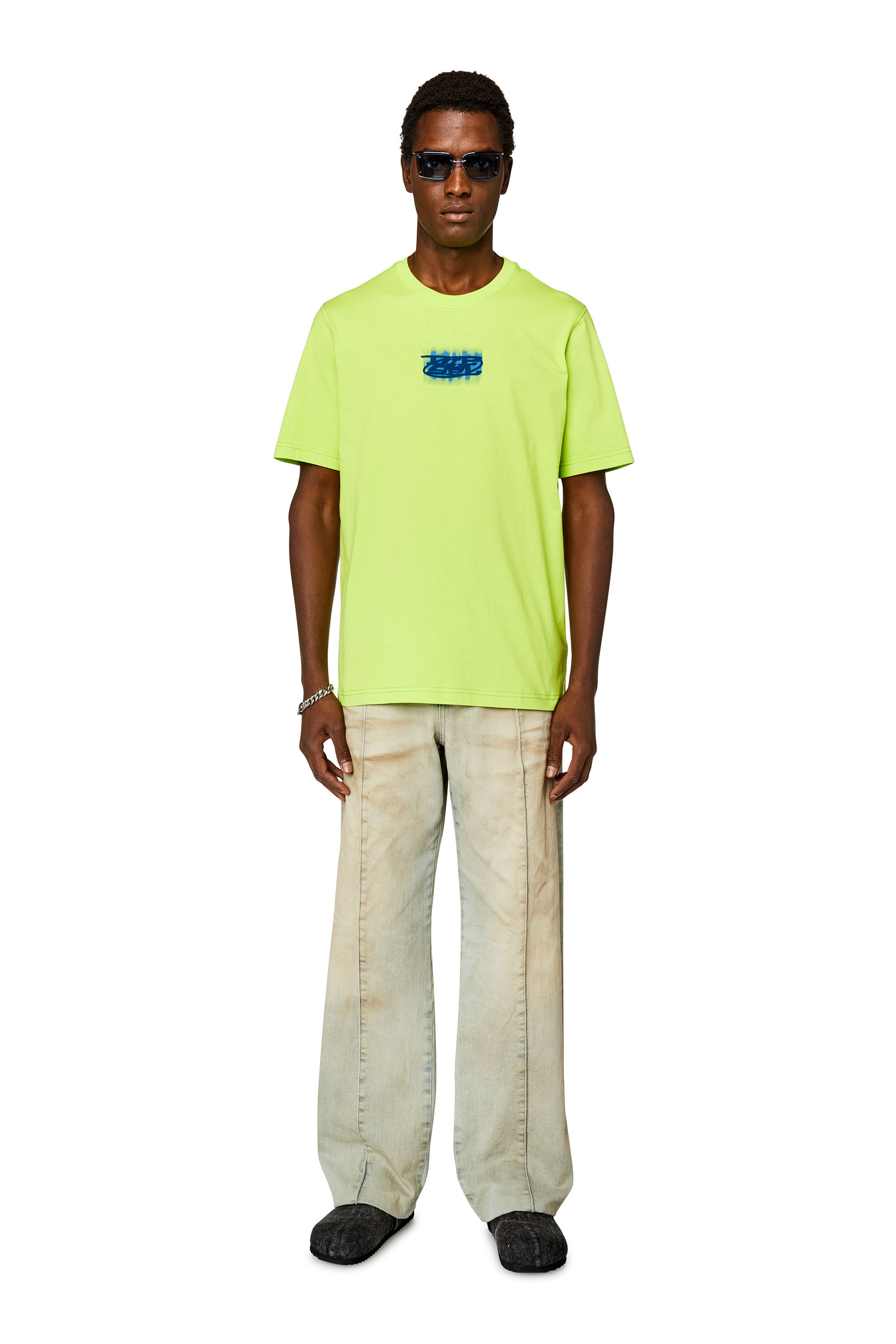 Diesel - T-JUST-N4, Man Logo-flocked T-shirt in organic cotton in Green - Image 1