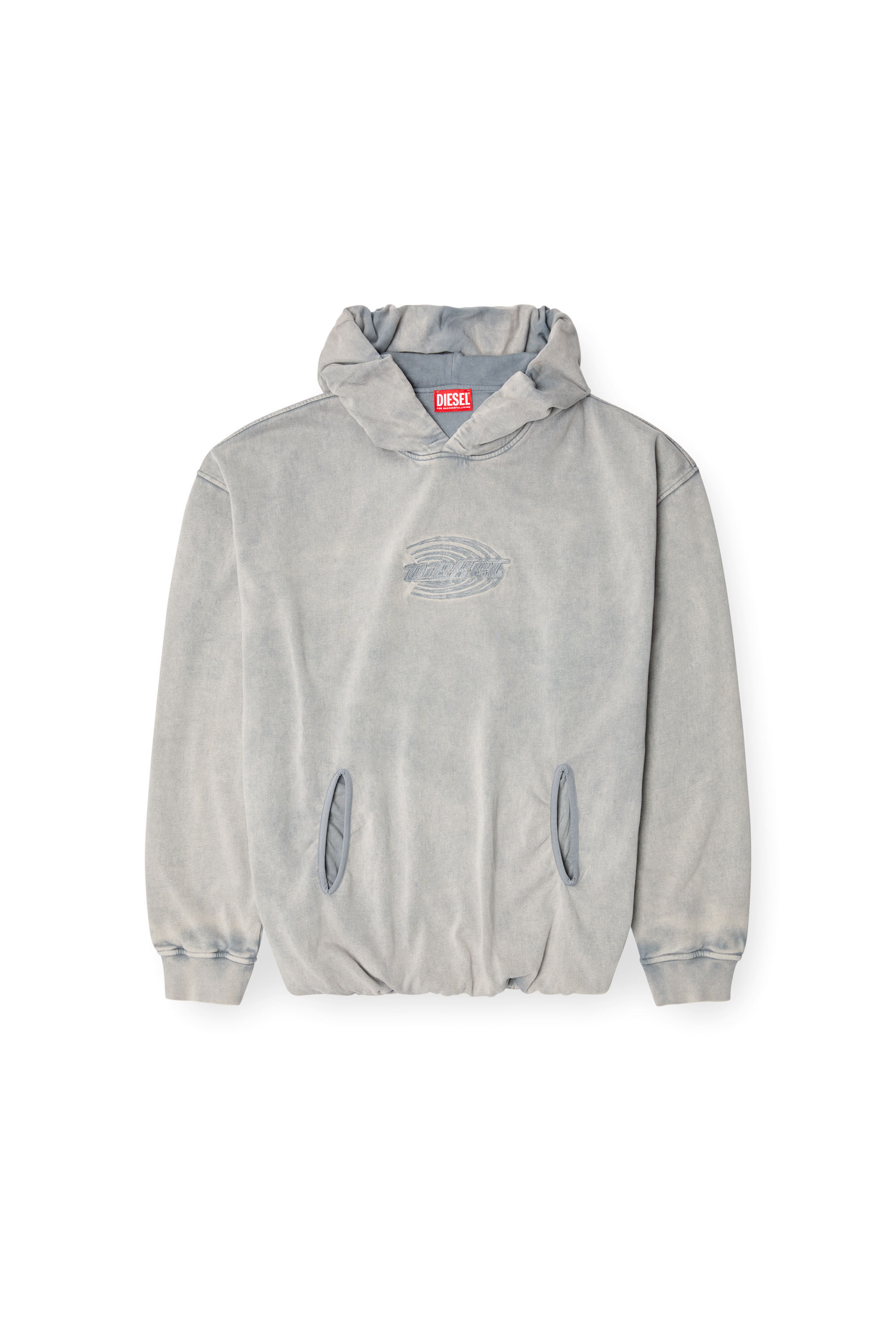 Diesel - S-BOXSTIC-HOOD, Unisex's Gathered acid-wash hoodie in Light Blue - 2