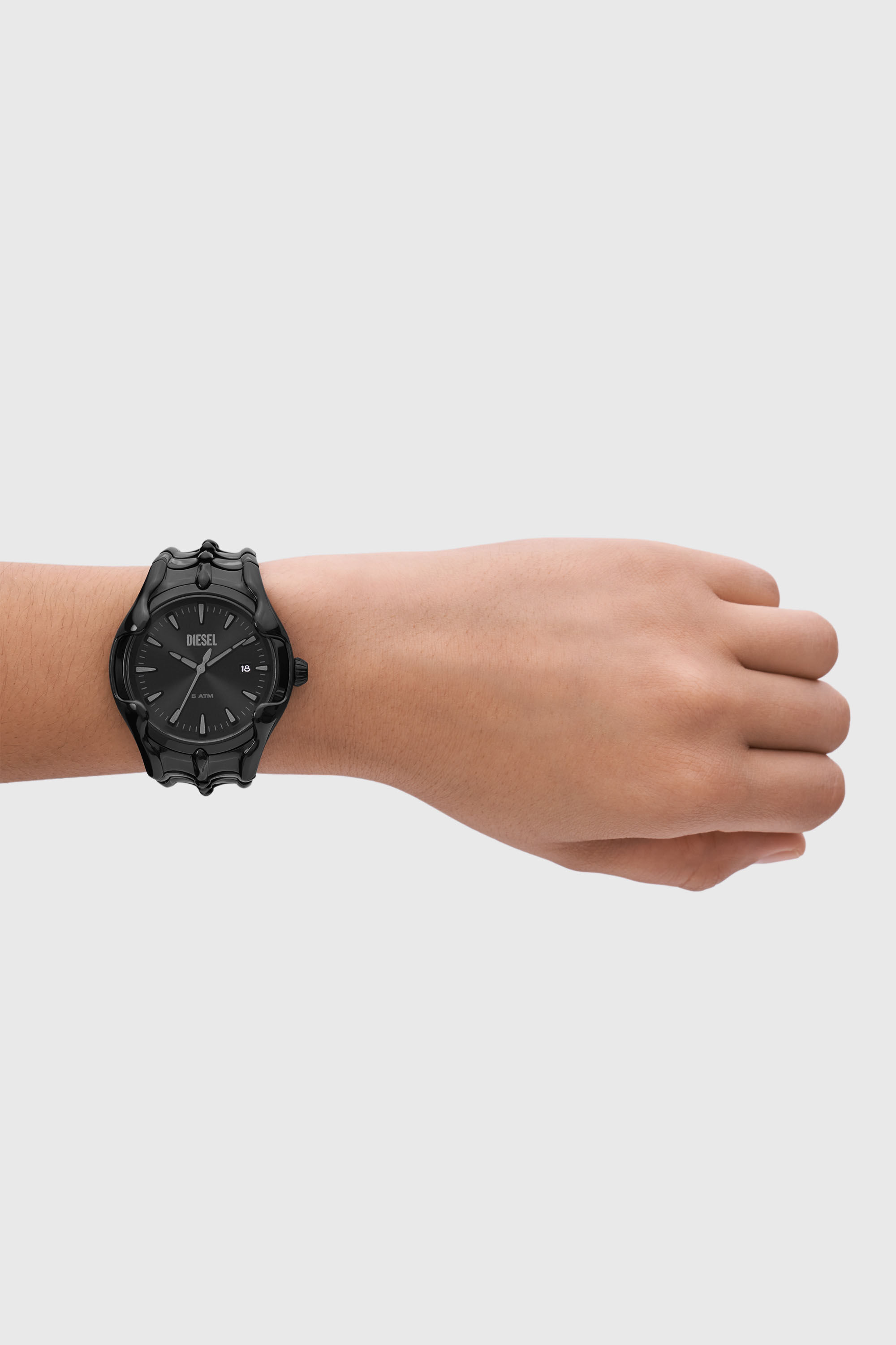 Diesel - DZ2187, Man's Vert Three-Hand Date Black Stainless Steel Watch in Black - 4