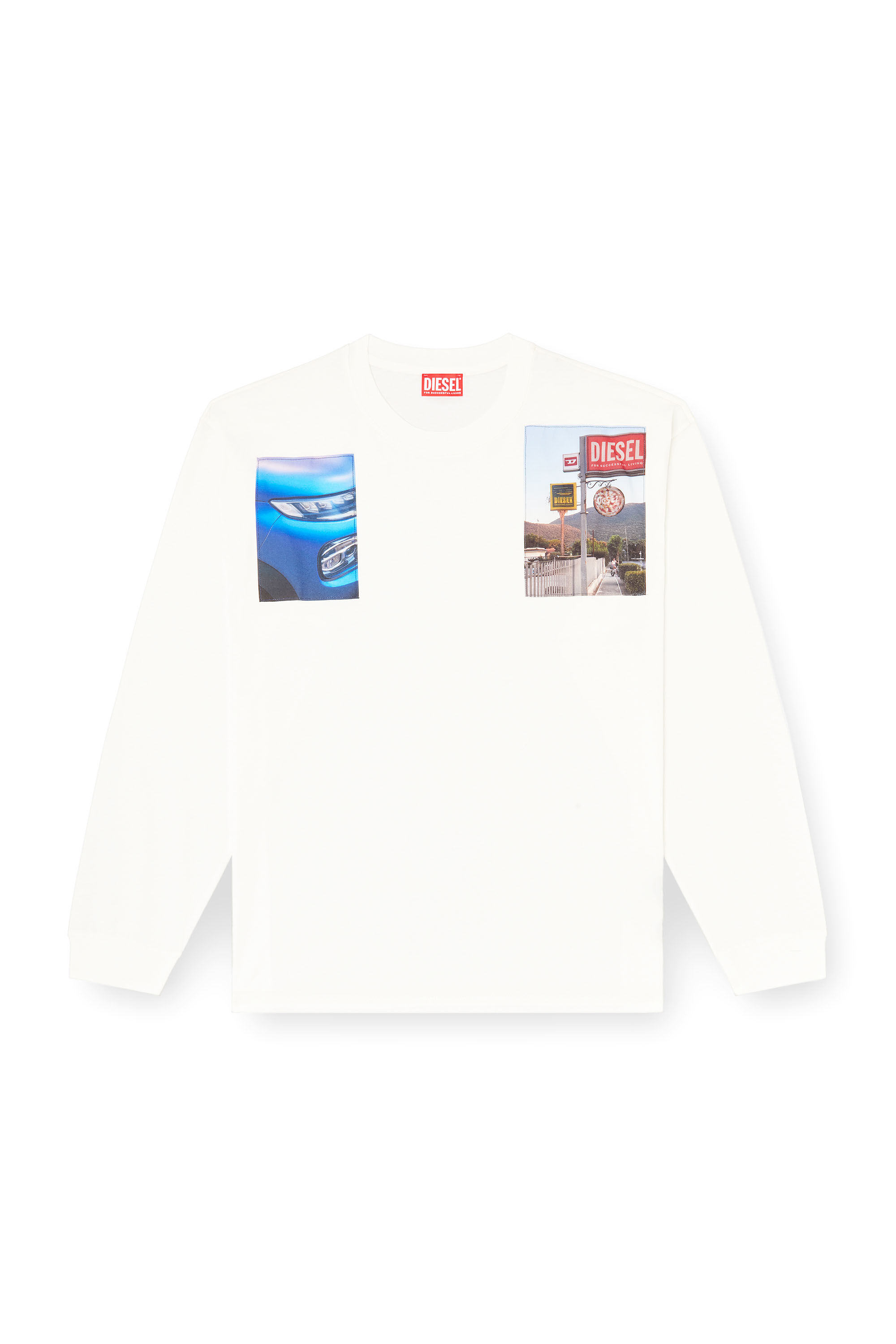 Diesel - T-BOXT-LS-T5, Man's Long-sleeve T-shirt with logo photo patches in White - 4