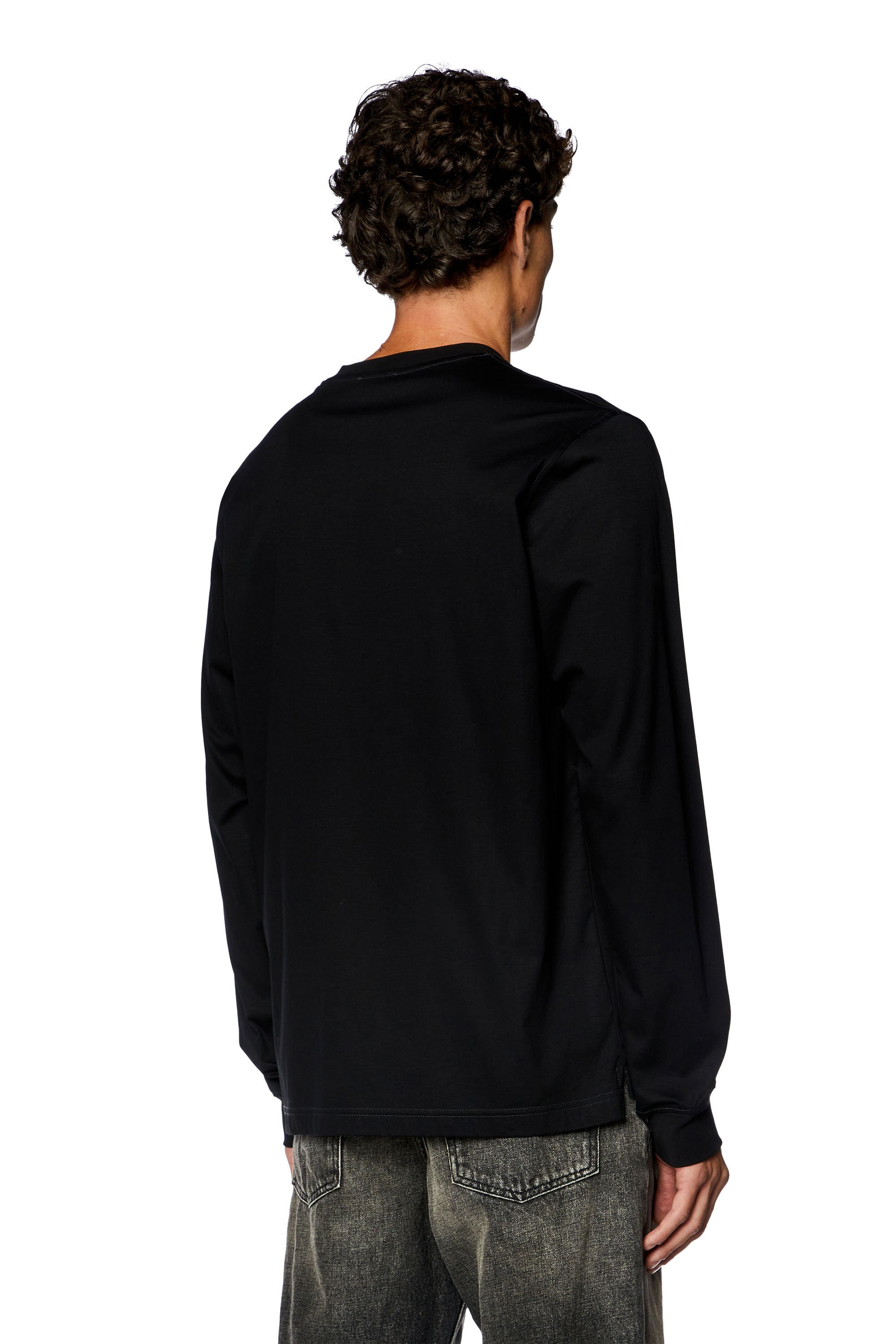 Diesel - T-MUST-LS-SLITS-N, Man Long-sleeve T-shirt with high-density prints in Black - Image 4