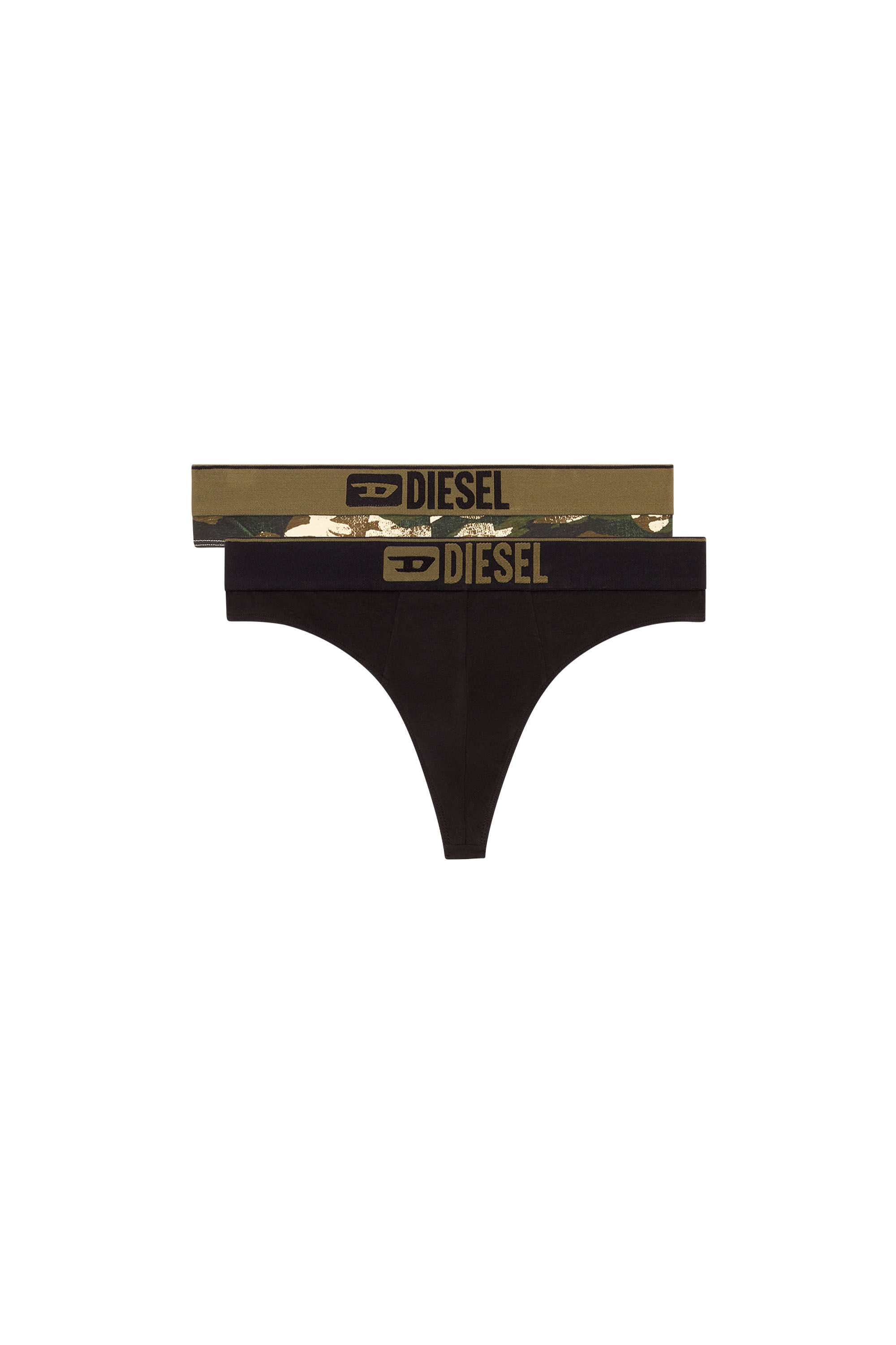 Diesel - UMBR-STRINGTWOPACK, Man 2-pack thongs plain and camo in Multicolor - Image 1