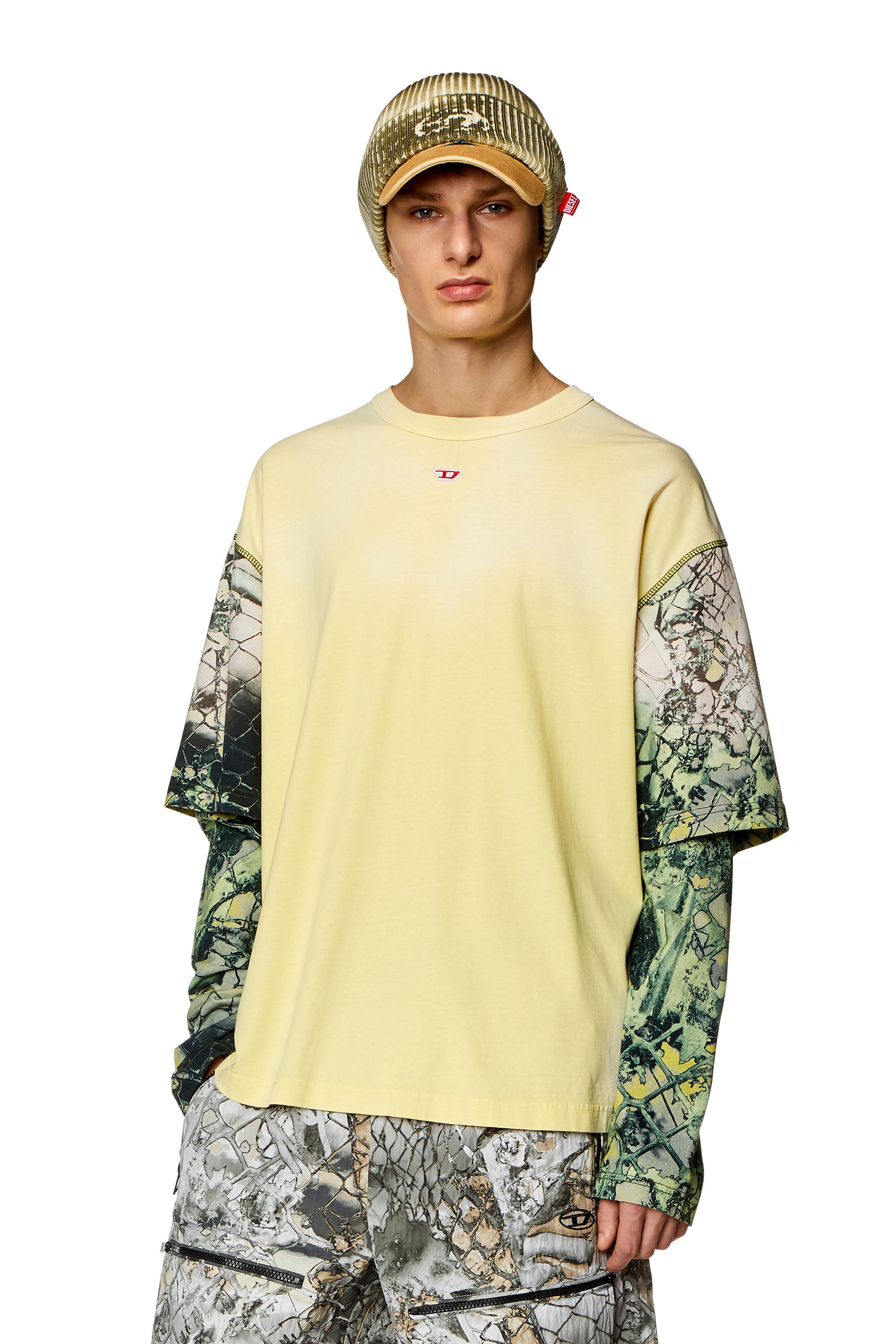 Diesel - T-WESHER-N5, Man Layered T-shirt with graphic sleeves in Multicolor - Image 3