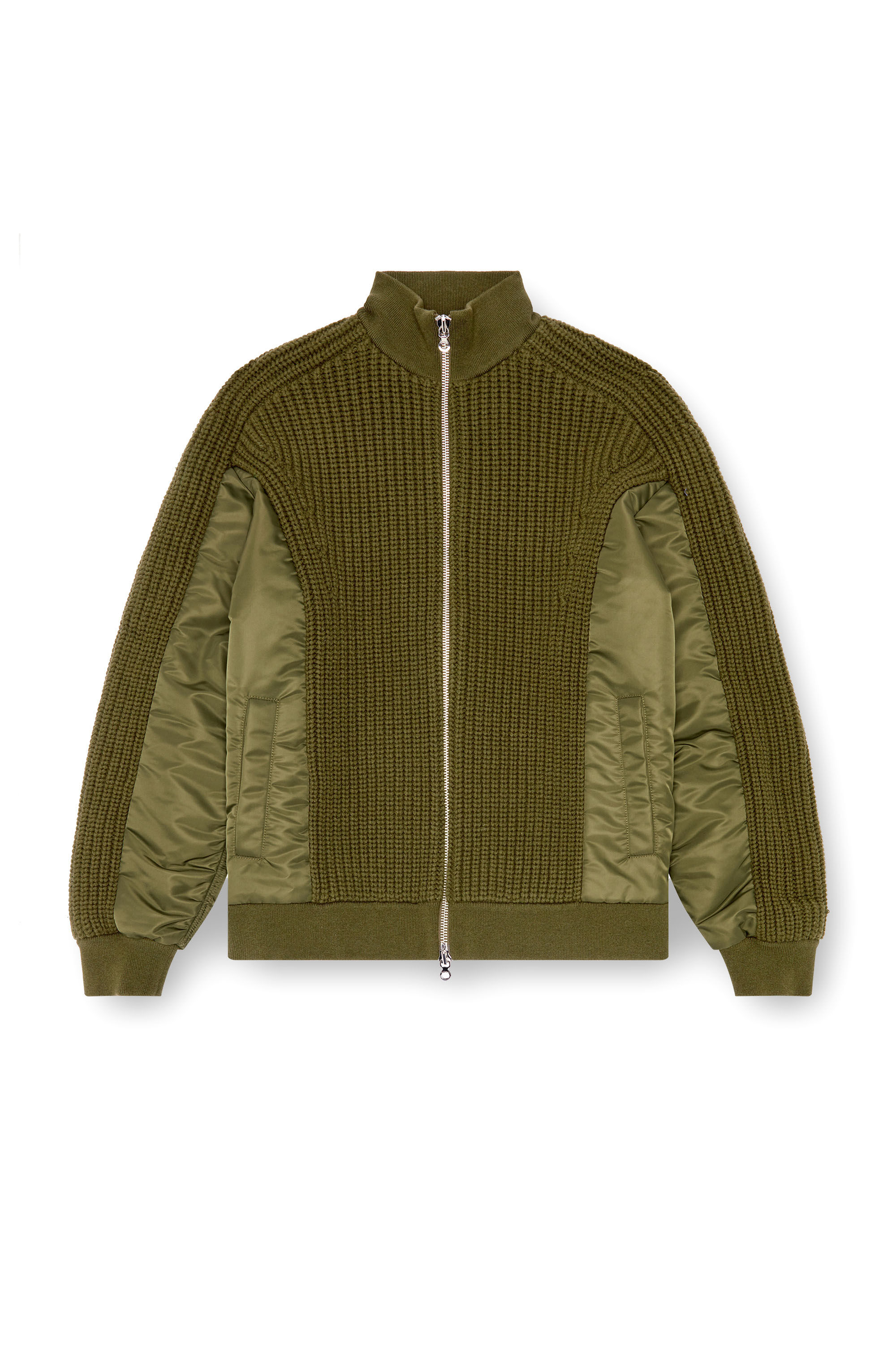 Diesel - K-ARRE, Man Zip-up cardigan in wool and nylon in Green - Image 2