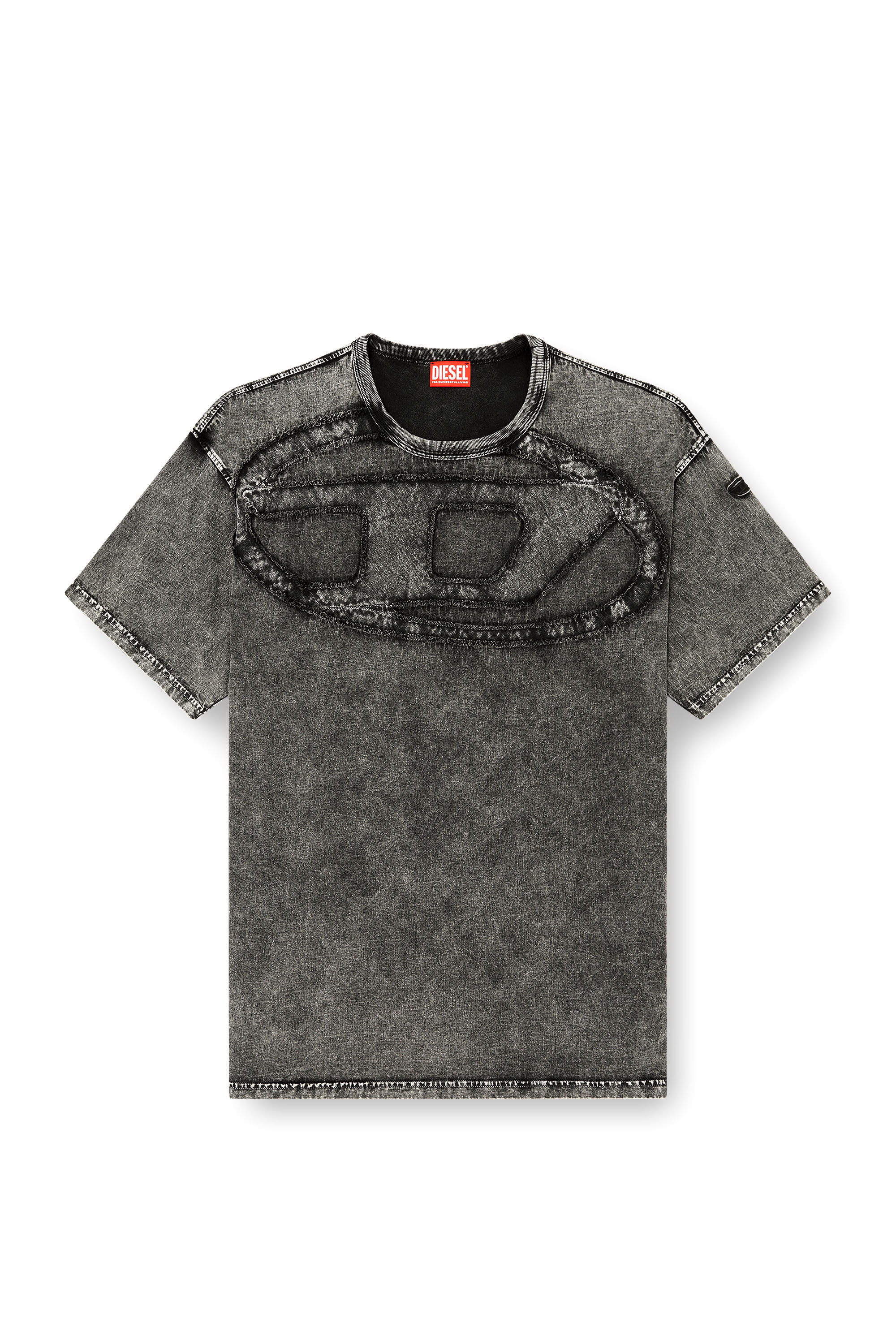 Diesel - T-BOXT-DEN, Man's Relaxed cotton T-shirt with Oval D applique in Black - 2