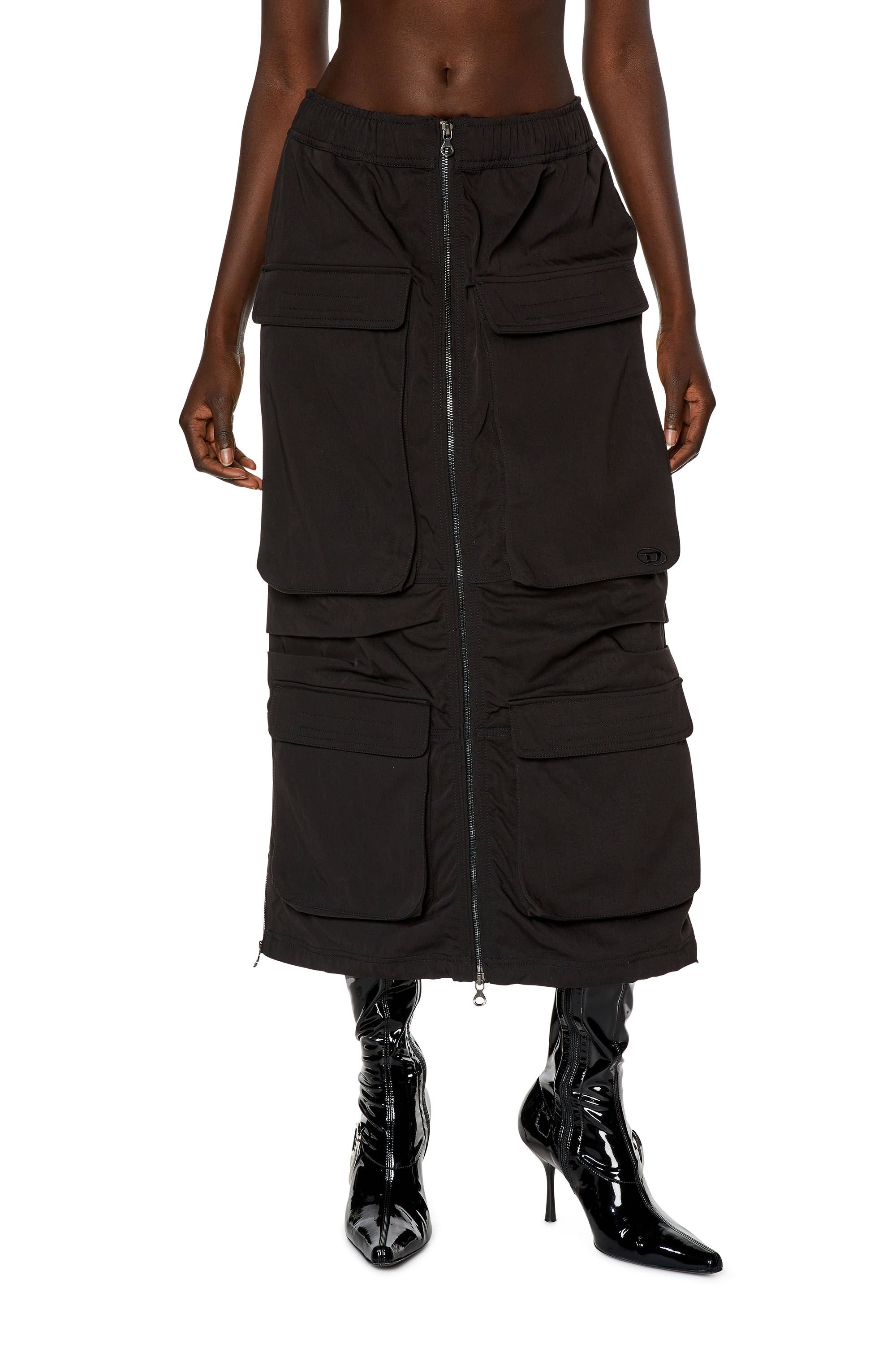 Diesel - O-MIRT, Woman Cargo skirt in nylon twill in Black - Image 3