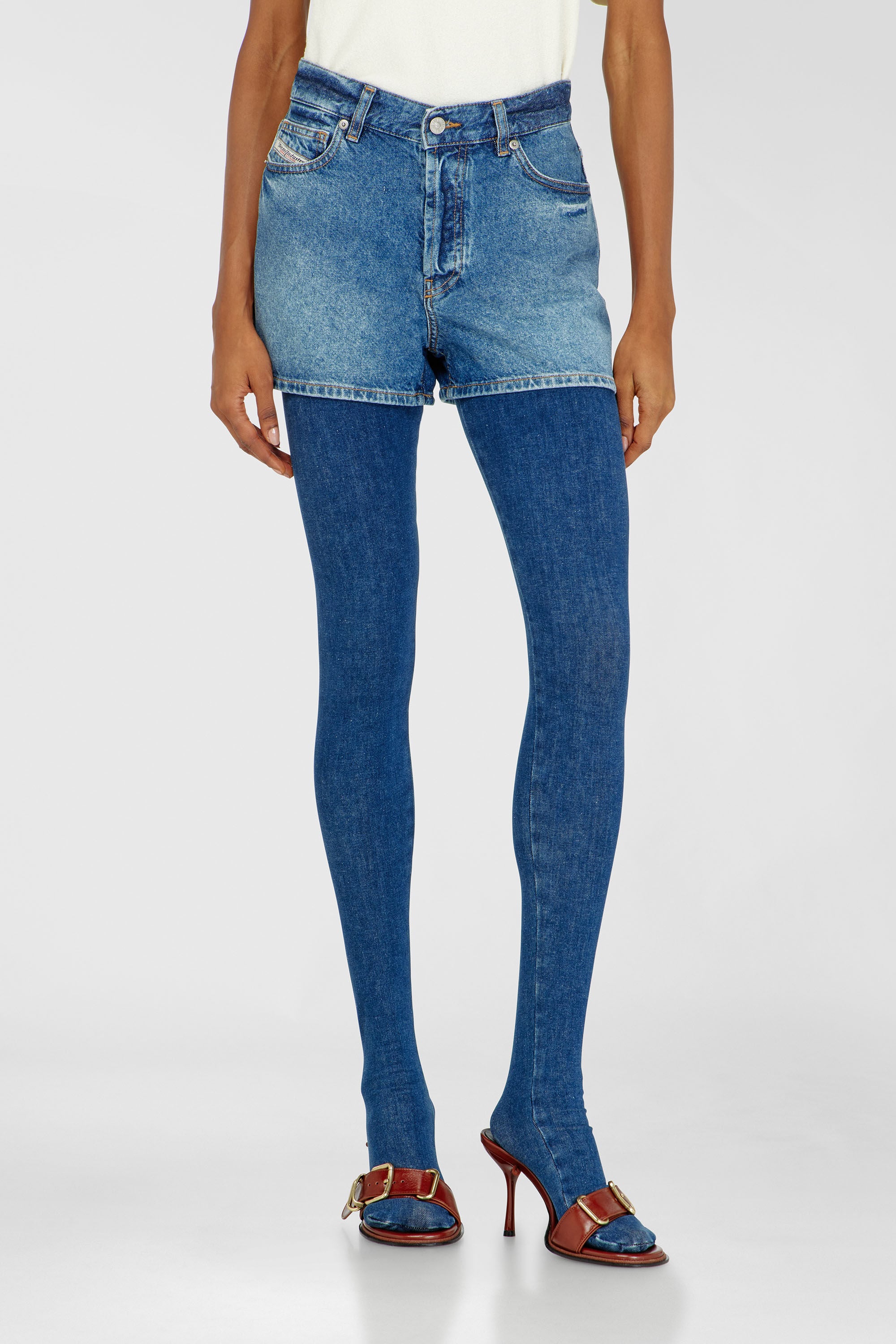 Diesel - DE-HELIOS, Woman's Denim shorts in worn-in denim in Medium blue - 3