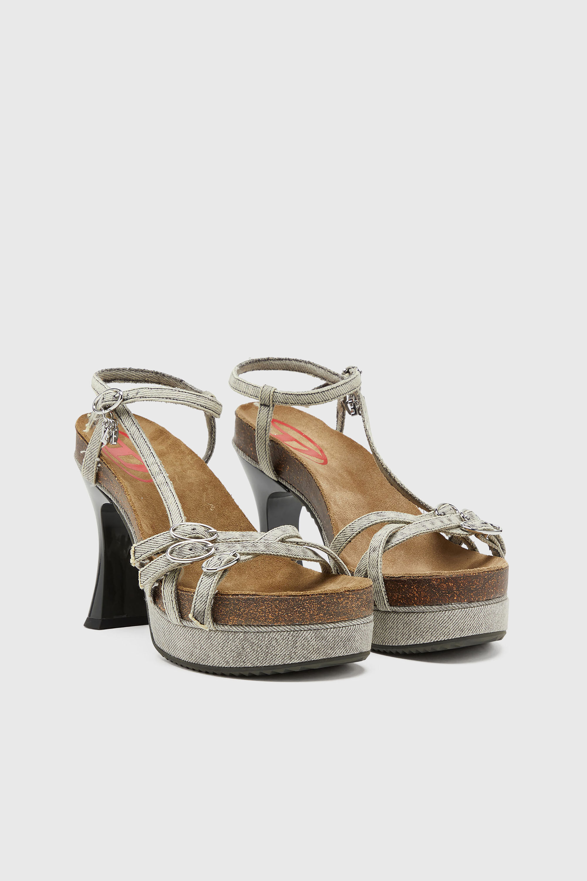 Diesel - D-WOODSTOCK 105 SANDAL, Woman's D-Woodstock-Strappy platform sandals in denim in Grey - 3