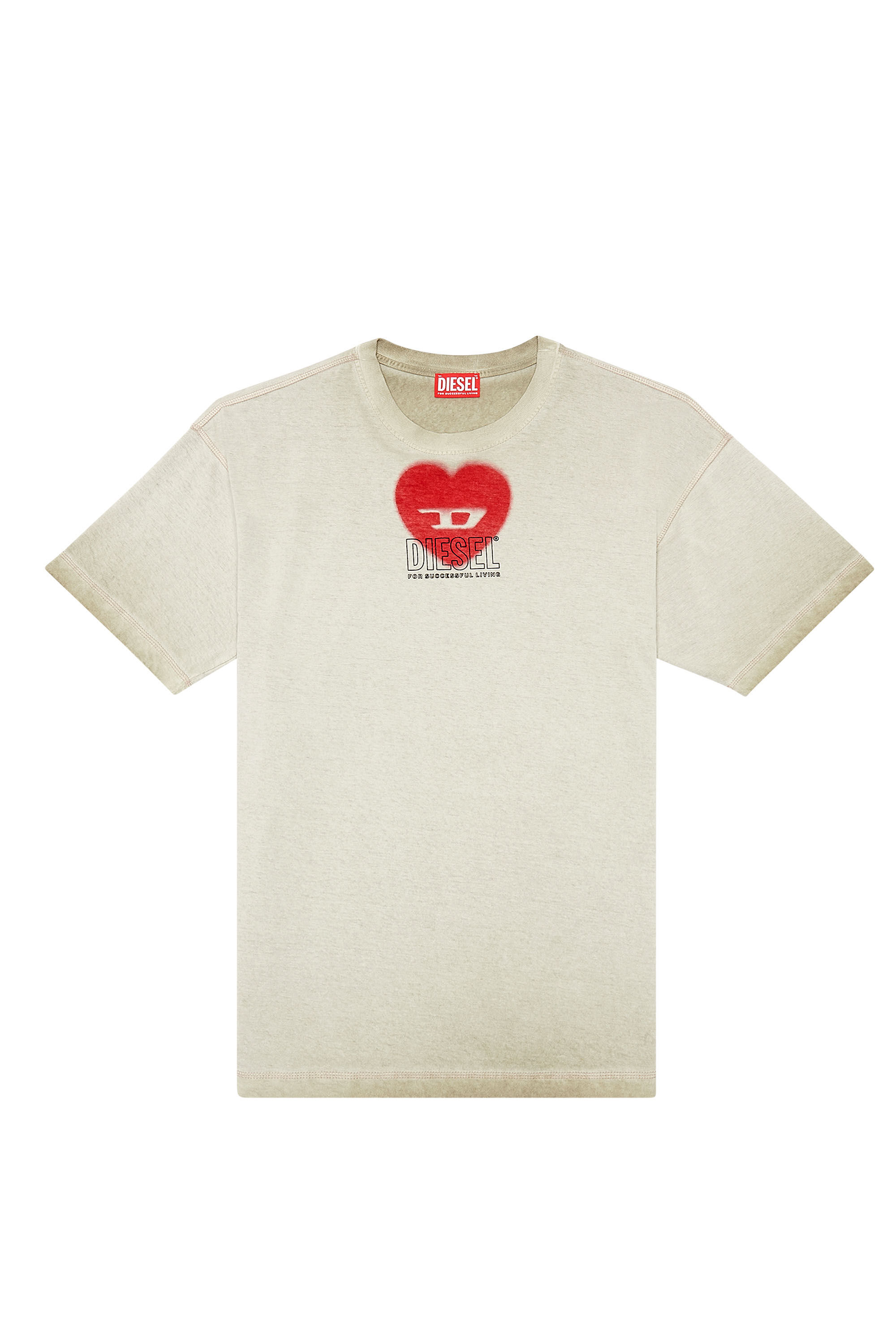 Diesel - T-BUXT-N4, Man T-shirt with heart print in Beige - Image 2