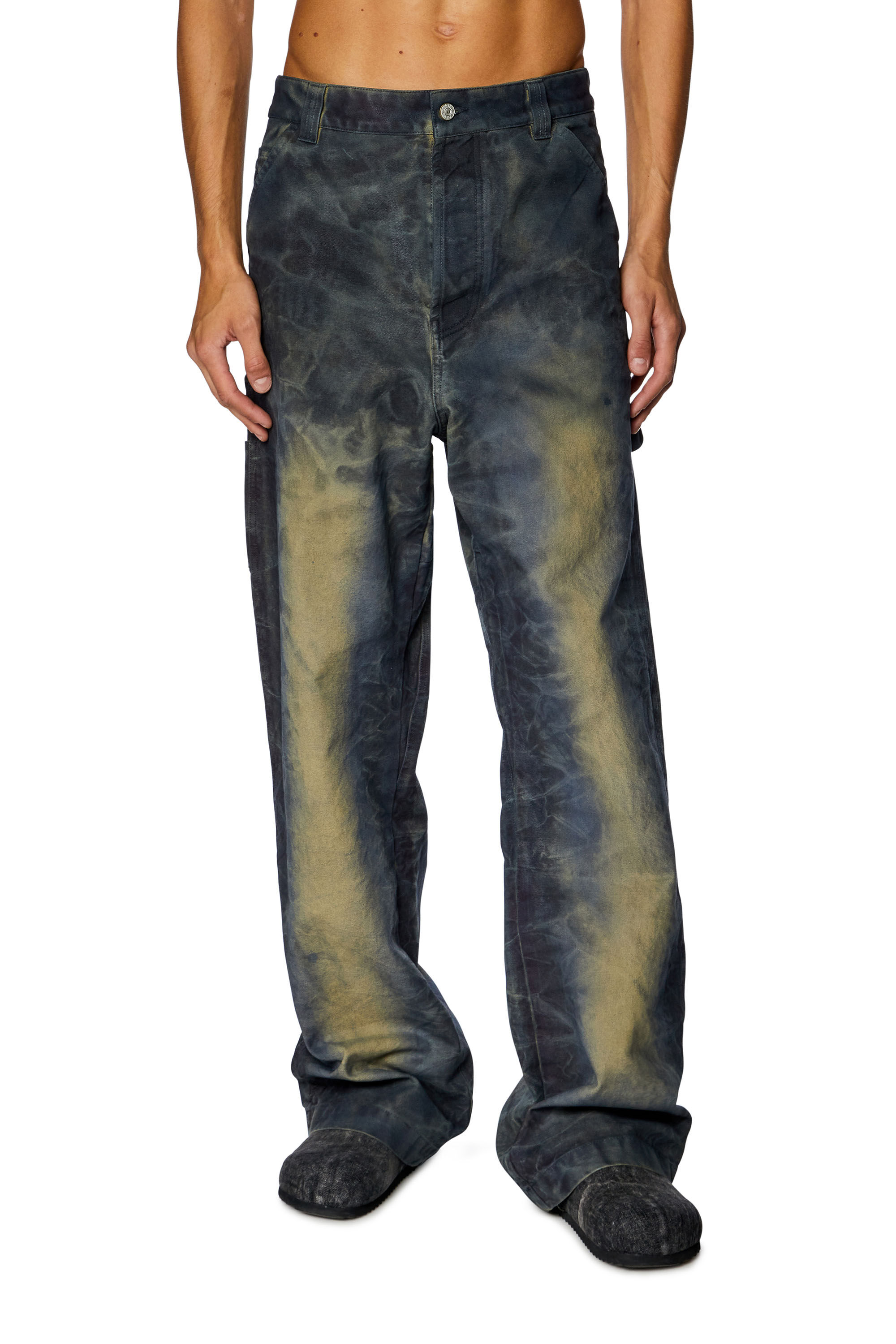 Diesel - P-LIVERY, Man Utility pants in treated canvas in Blue - Image 3