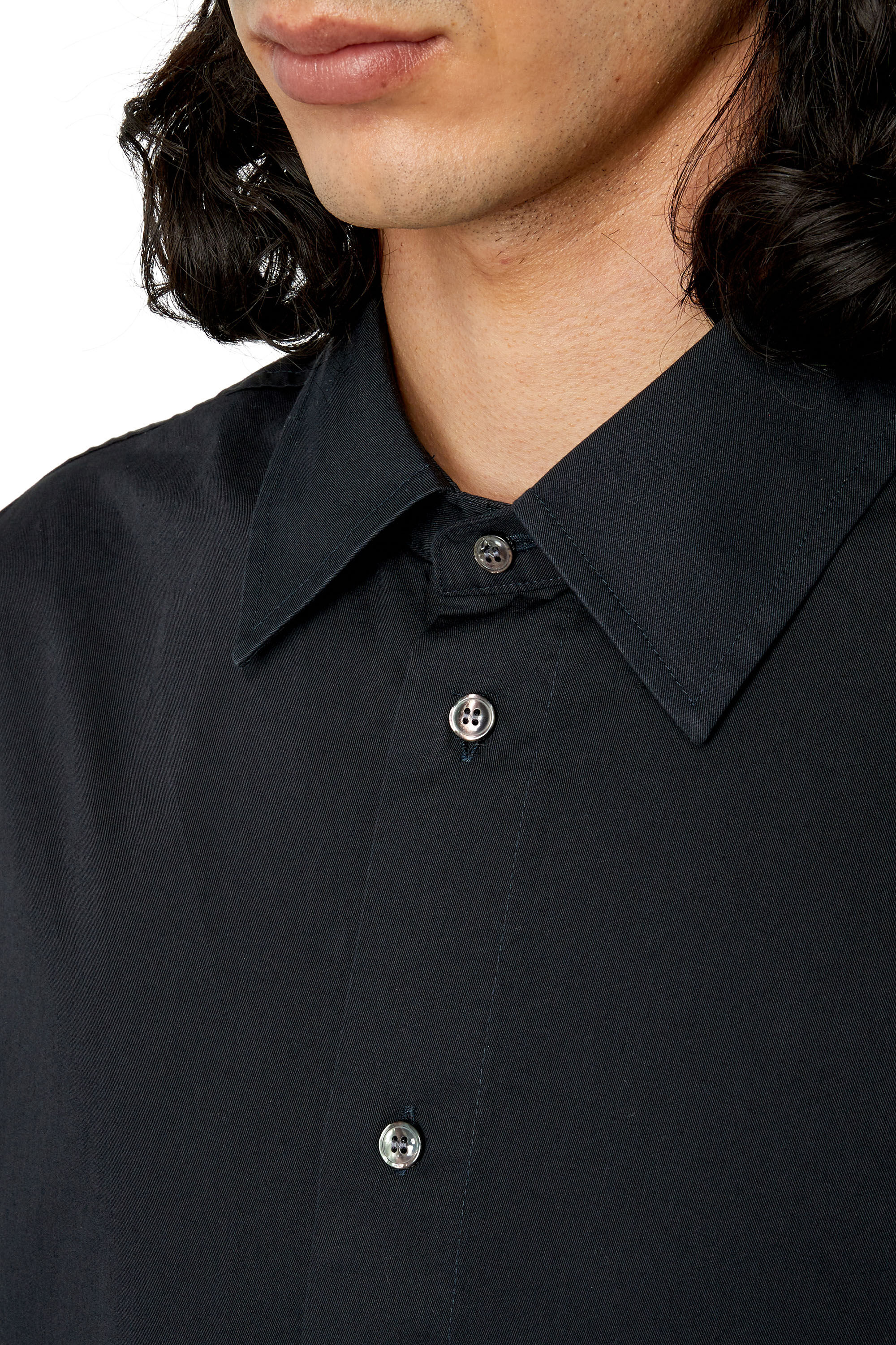 Diesel - S-LIMO-LOGO, Man Shirt with maxi logo embroidery in Black - Image 5
