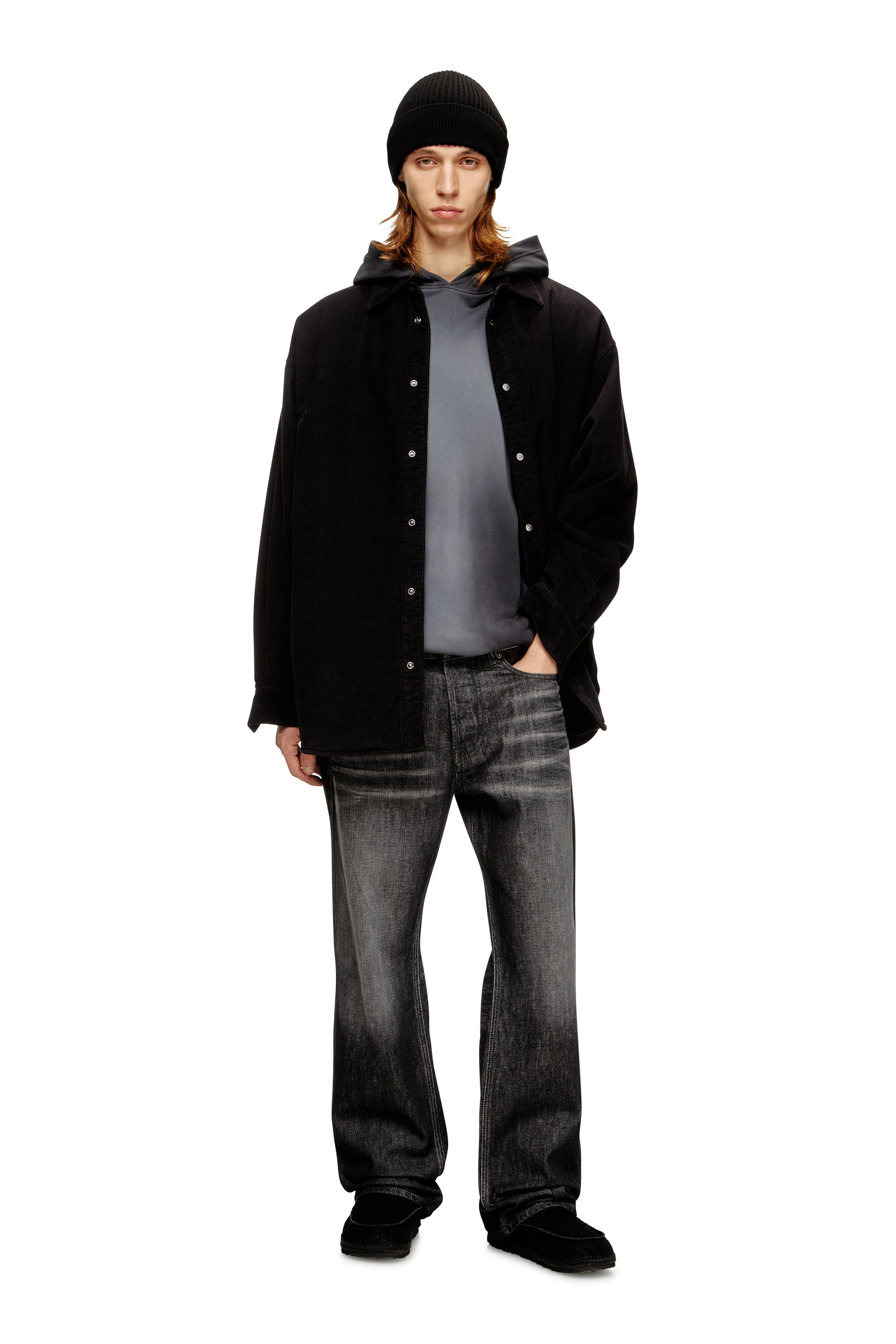 Diesel - S-BAGGY-PADD-HGBK, Man's Cotton shirt with Oval D embroidery in Black - 1