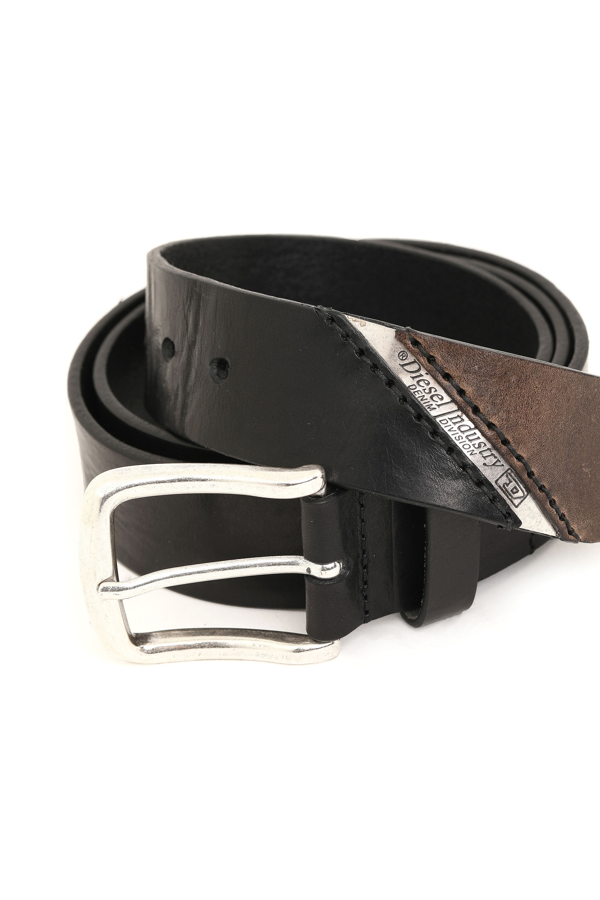 Diesel - B-LINE, Man Treated leather belt with diesel logo in Black - Image 2